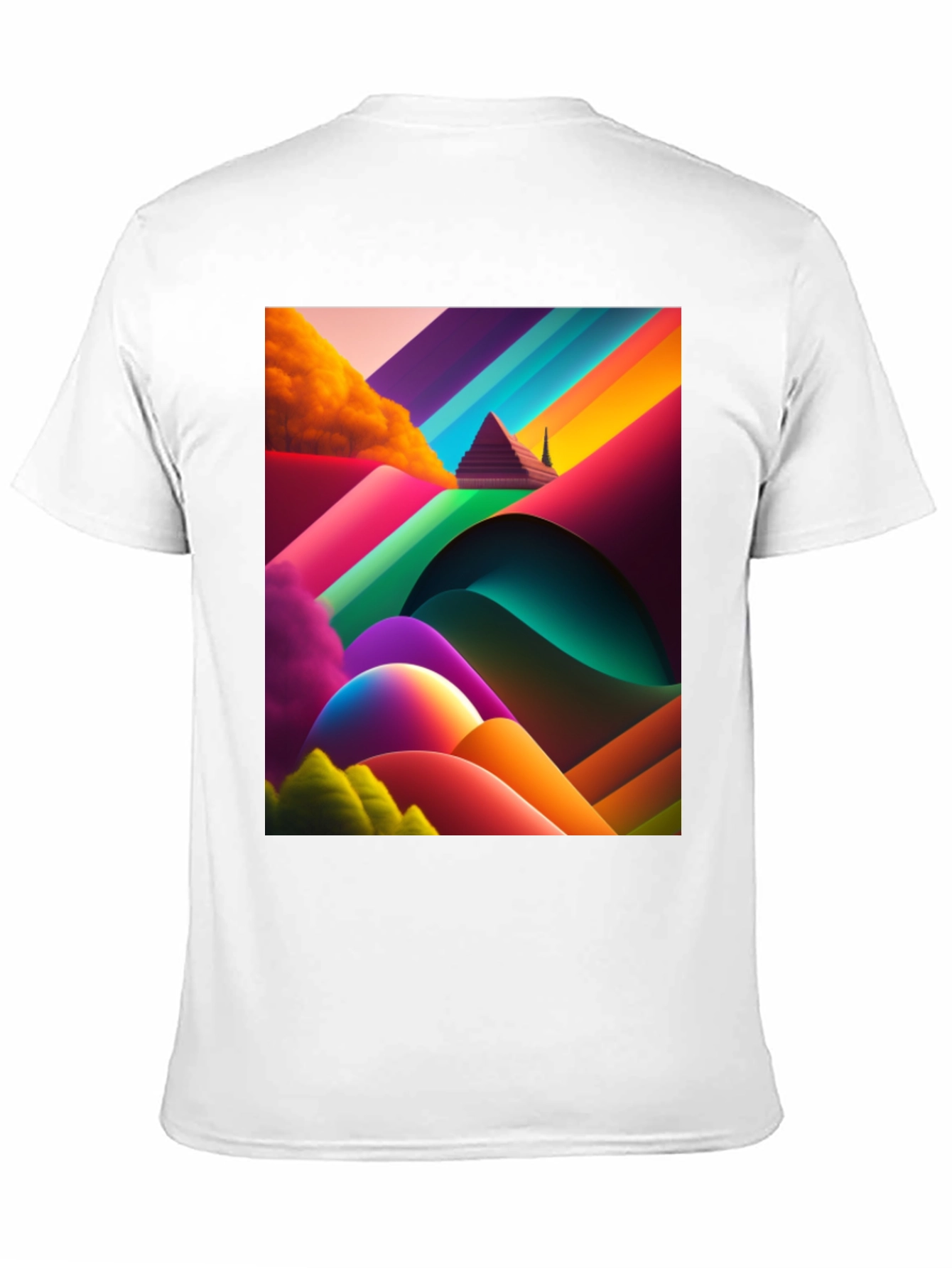 Abstract Pyramid Rainbow Graphic Tee