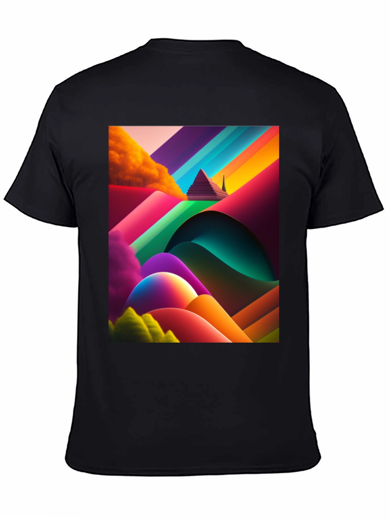 Abstract Pyramid Rainbow Graphic Tee