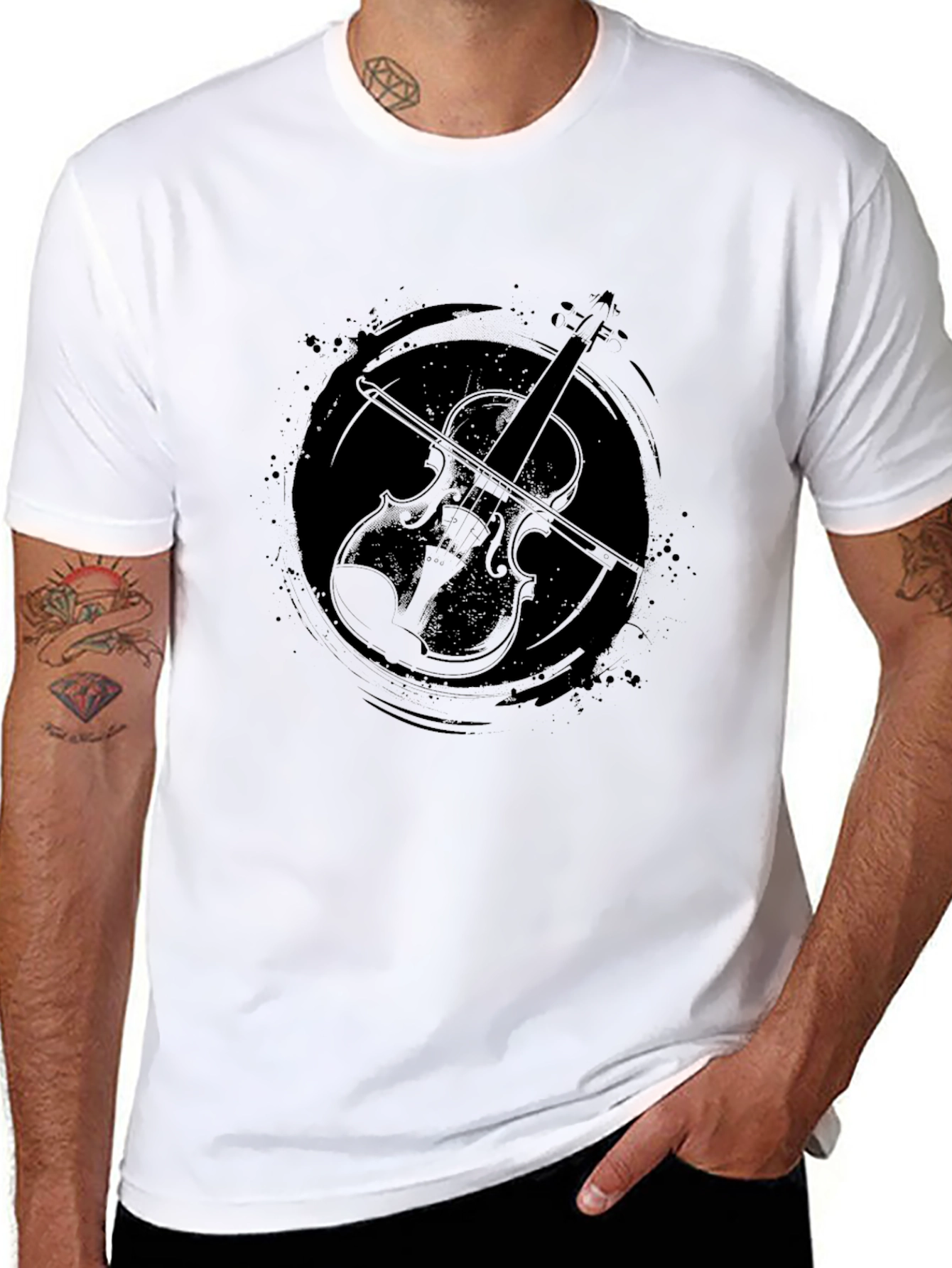 Violin Graphic Print Tee - Stylish Musicians T-Shirt