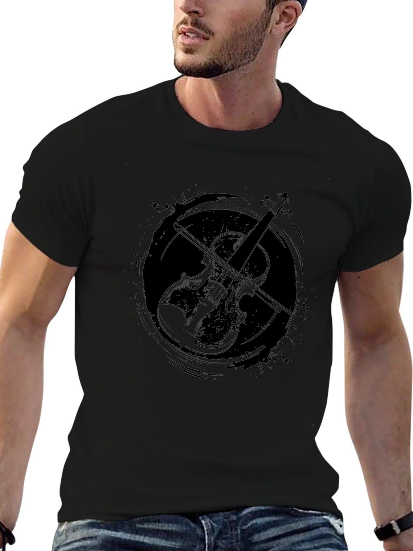 Violin Graphic Print Tee - Stylish Musicians T-Shirt