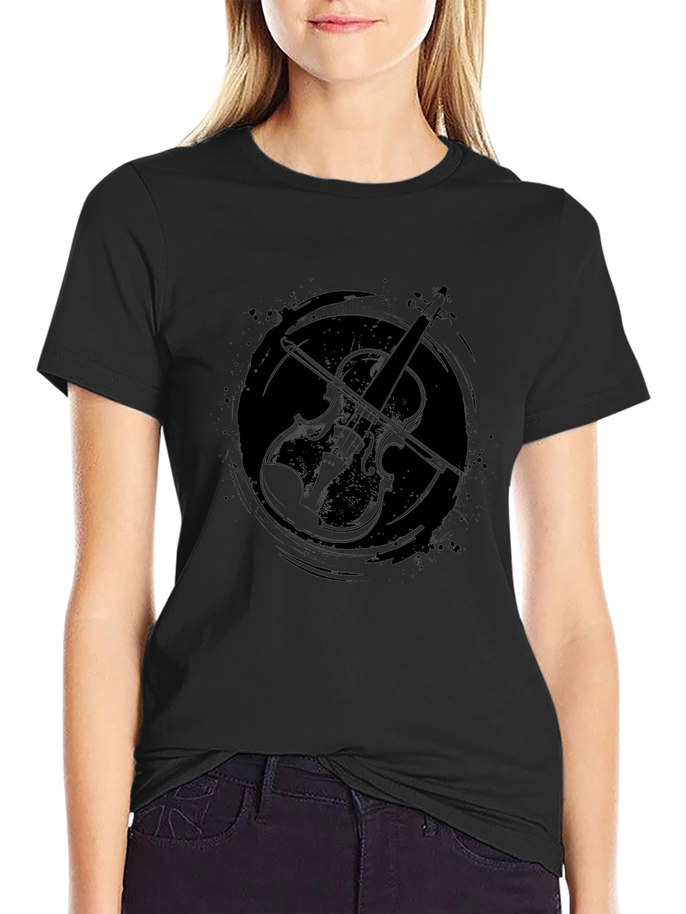 Violin Graphic Print Tee - Stylish Musicians T-Shirt