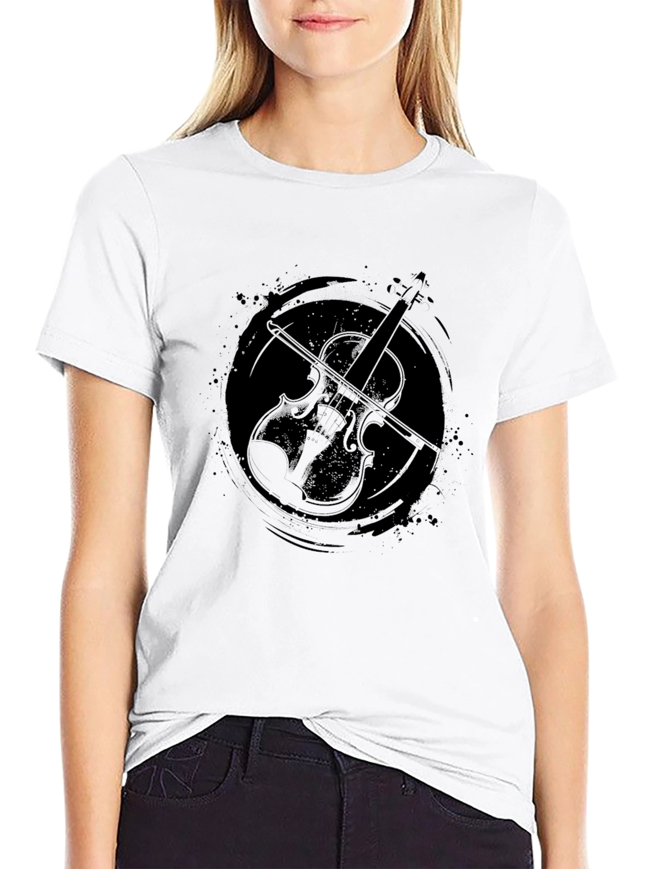 Violin Graphic Print Tee - Stylish Musicians T-Shirt