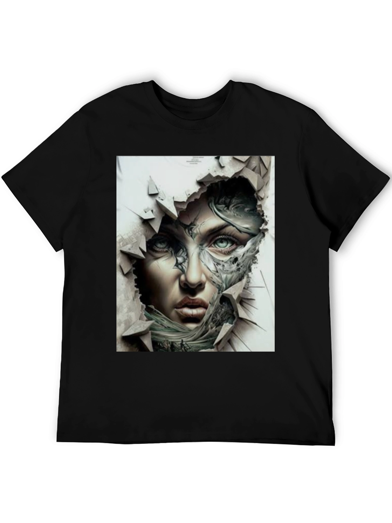 Artistic Woman Graphic Black T-Shirt