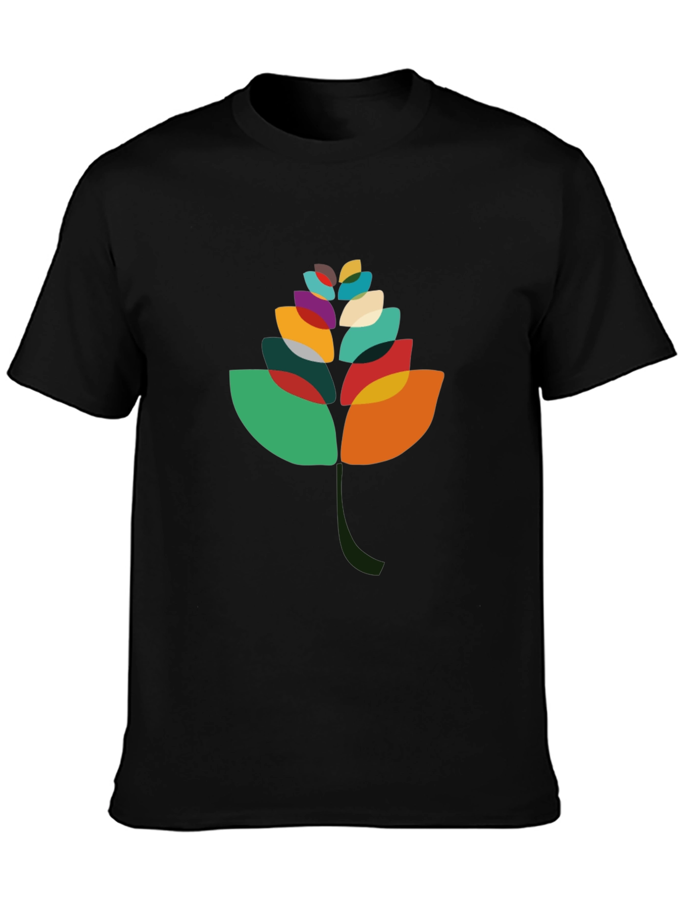 Abstract Leaf Graphic Black T-Shirt