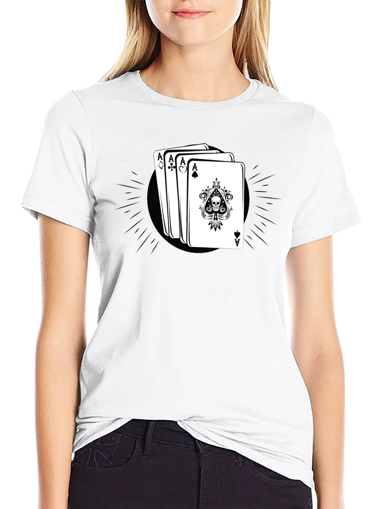 Ace Card Skull Graphic Black T-Shirt