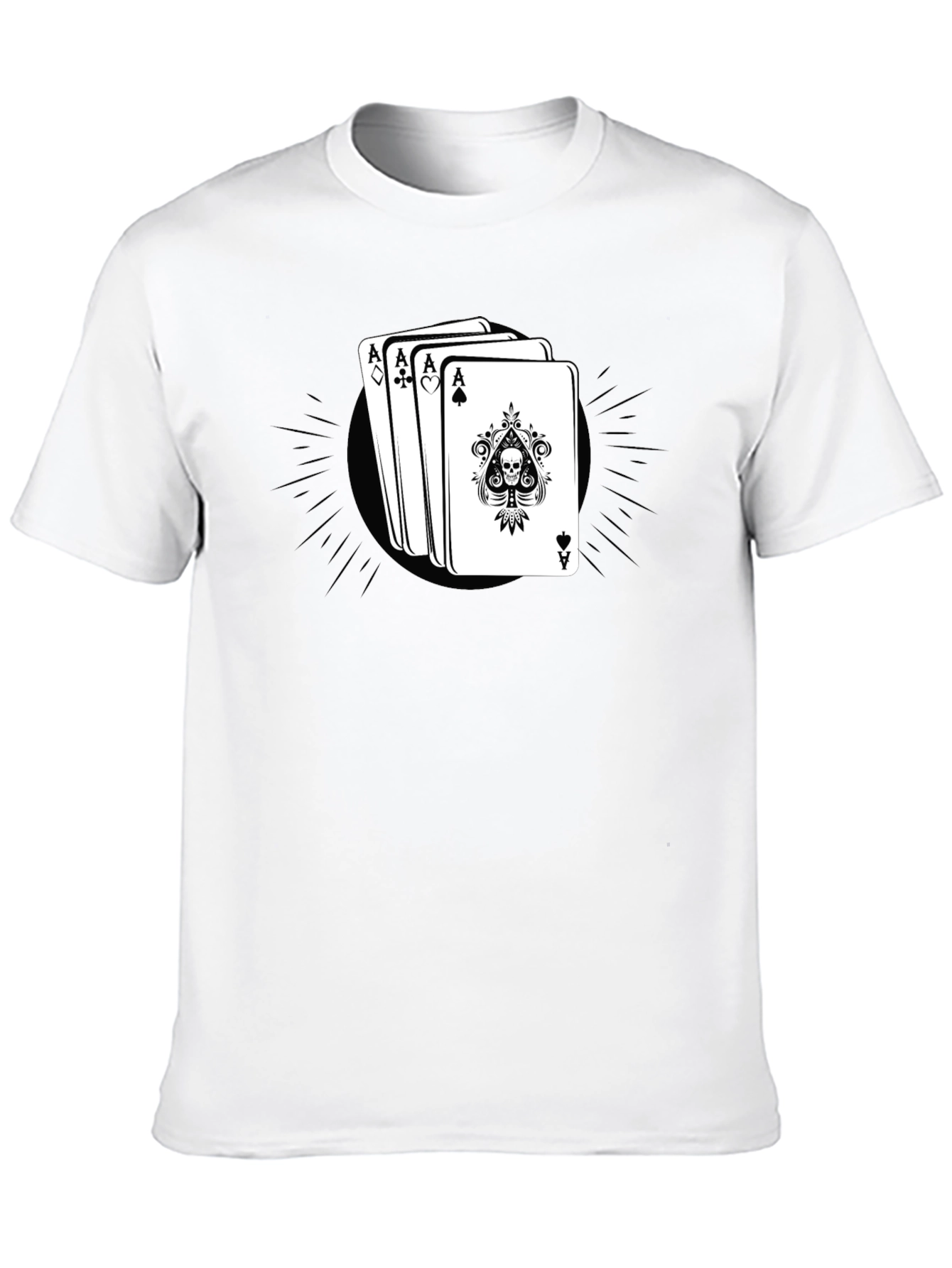 Ace Card Skull Graphic Black T-Shirt