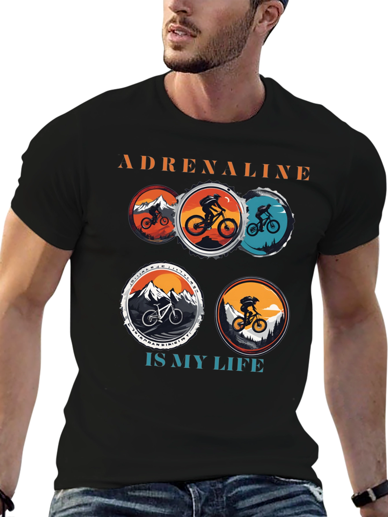Adrenaline Mountain Bike Black T-Shirt