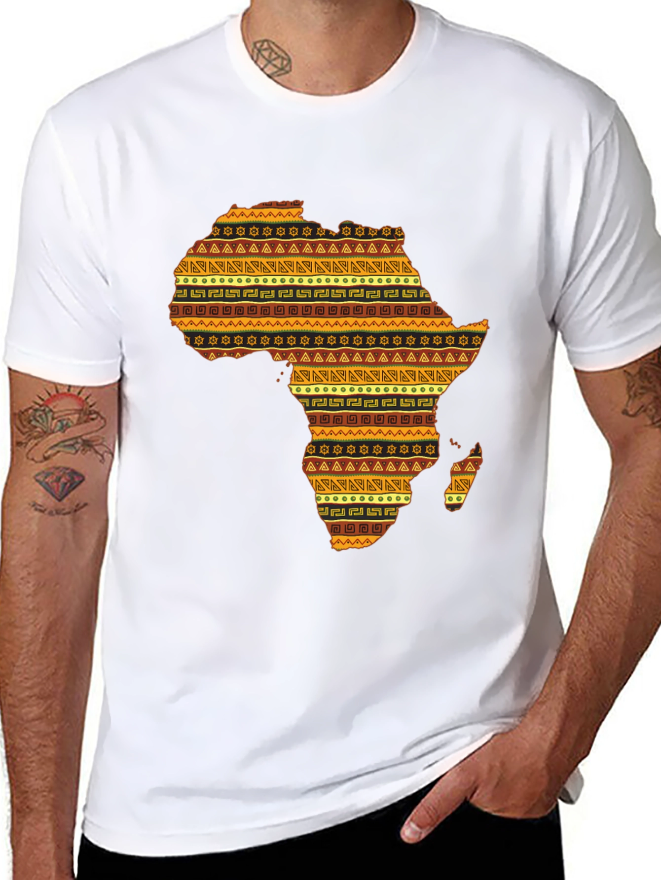 African Continent Patterned Mens T-Shirt