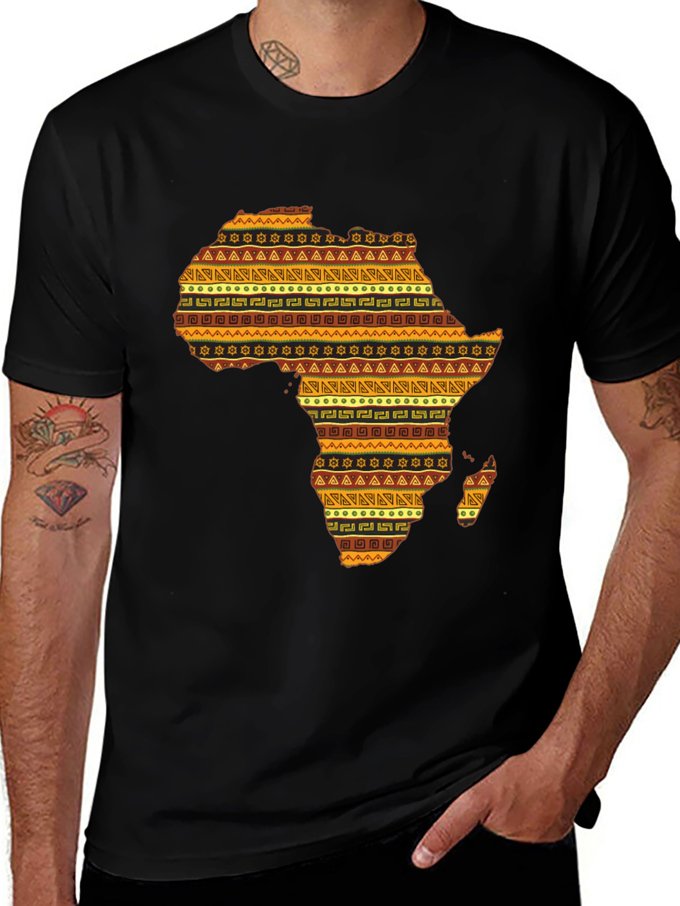 African Continent Patterned Mens T-Shirt