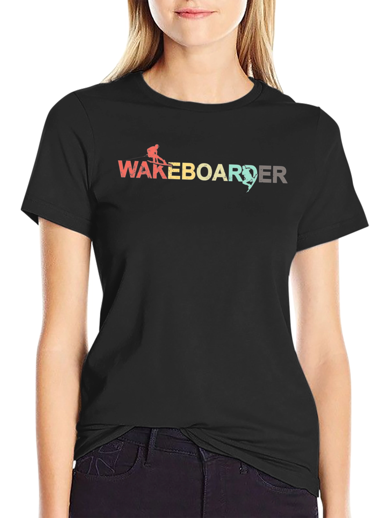 Wakeboarder Graphic Tee - Black Cotton Blend