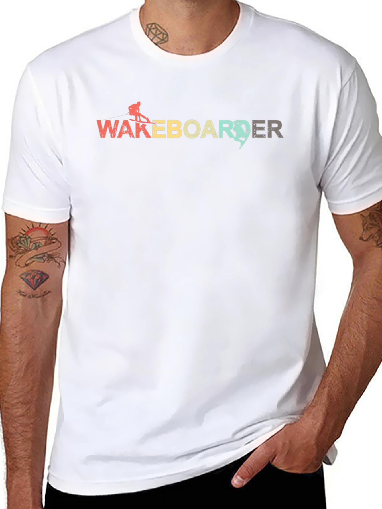 Wakeboarder Graphic Tee - Black Cotton Blend