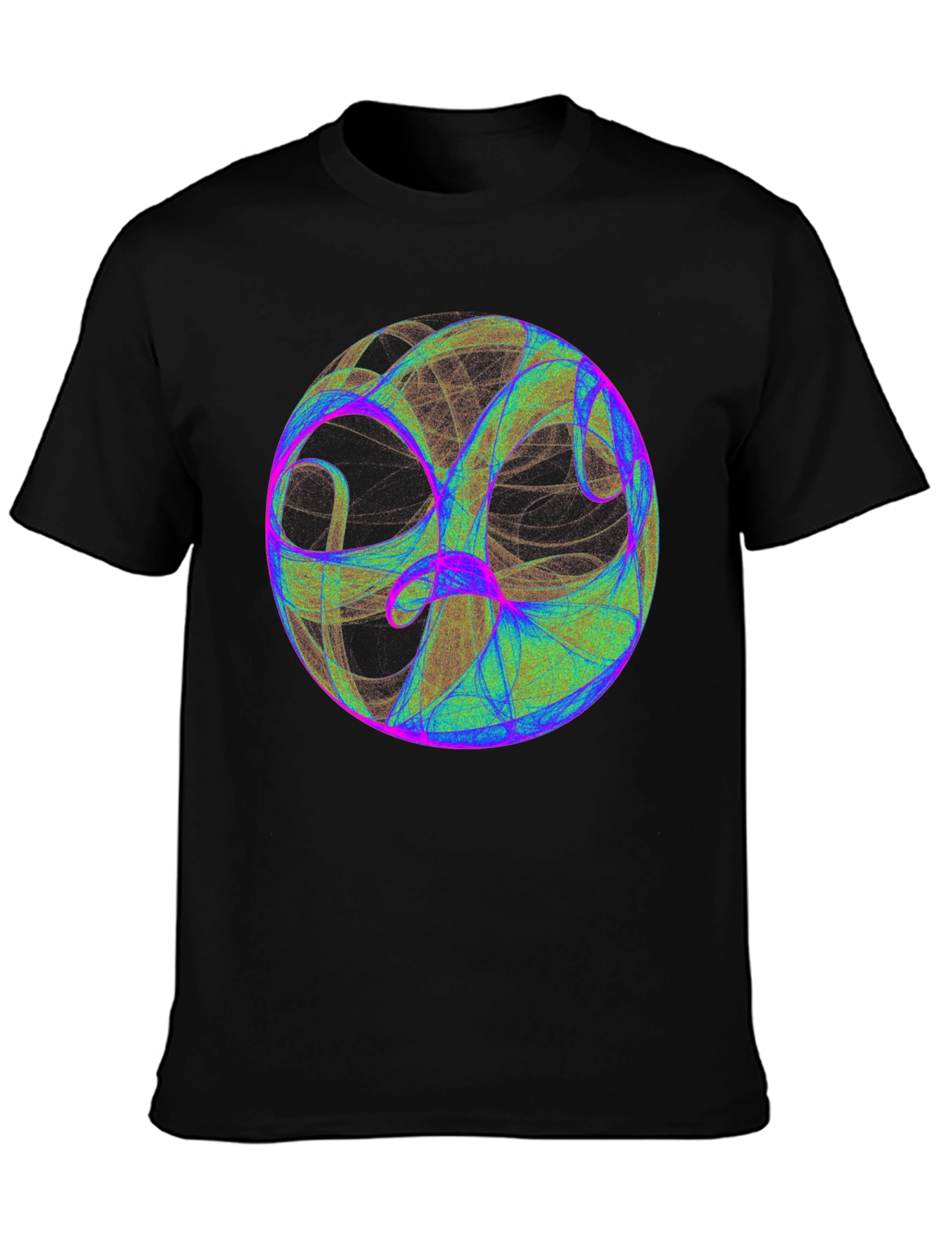 Abstract Sphere Graphic Print Black T-Shirt