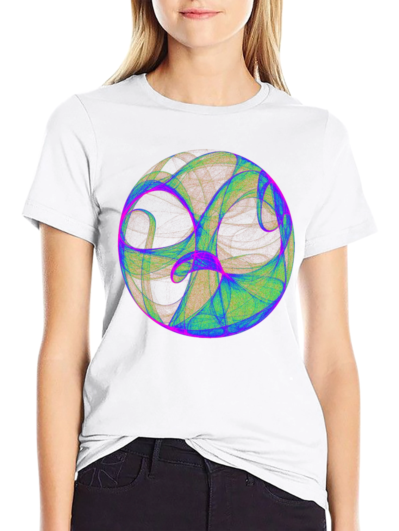 Abstract Sphere Graphic Print Black T-Shirt