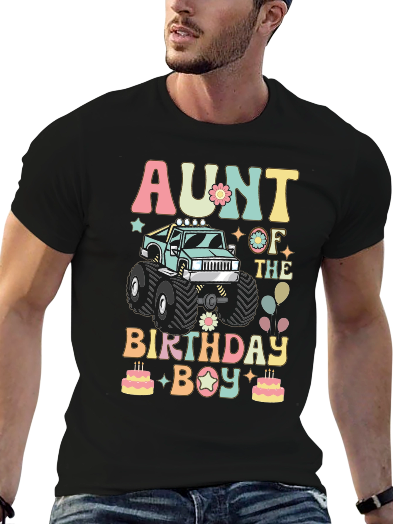Aunt of the Birthday Boy Monster Truck T-Shirt