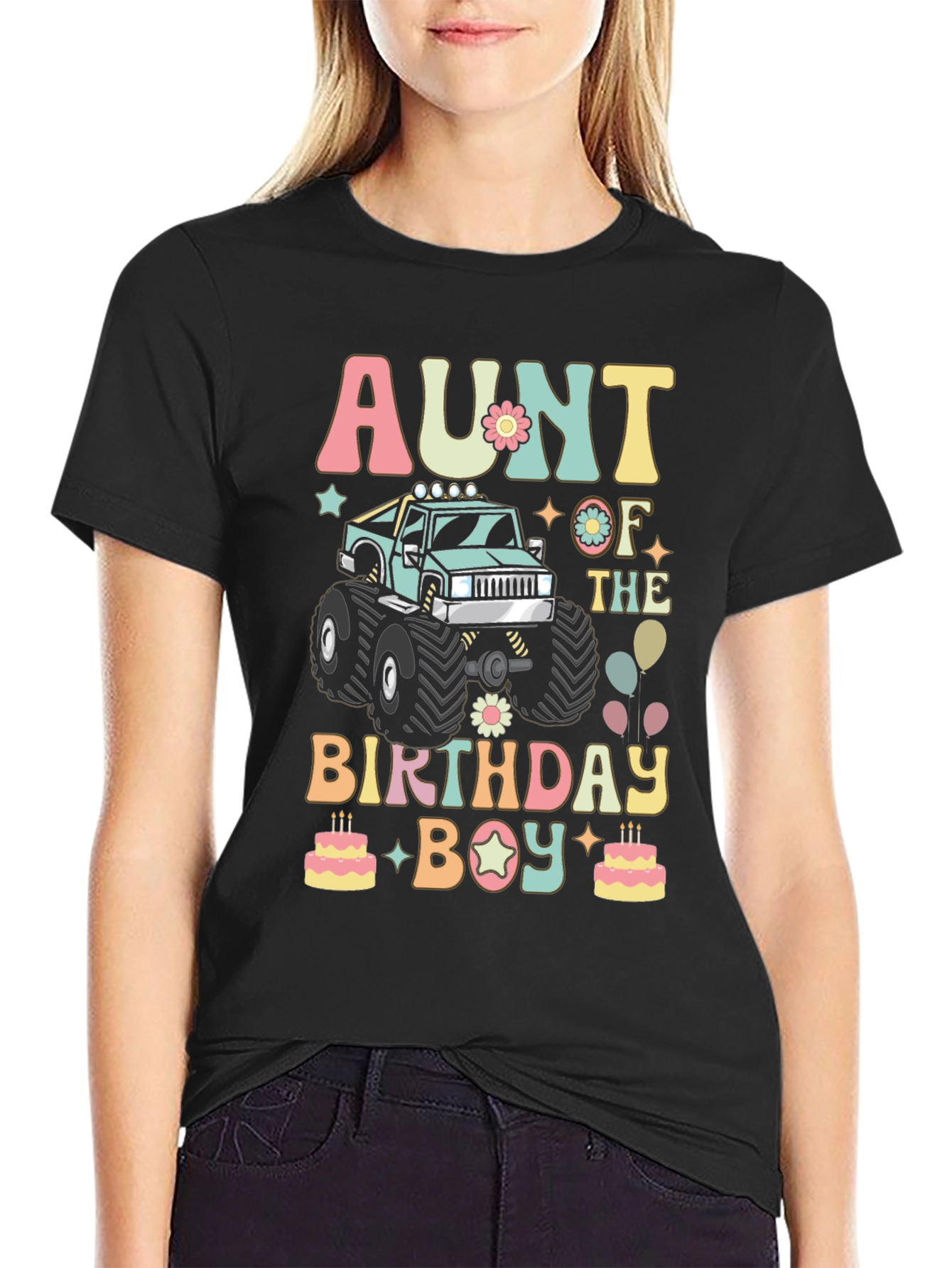 Aunt of the Birthday Boy Monster Truck T-Shirt