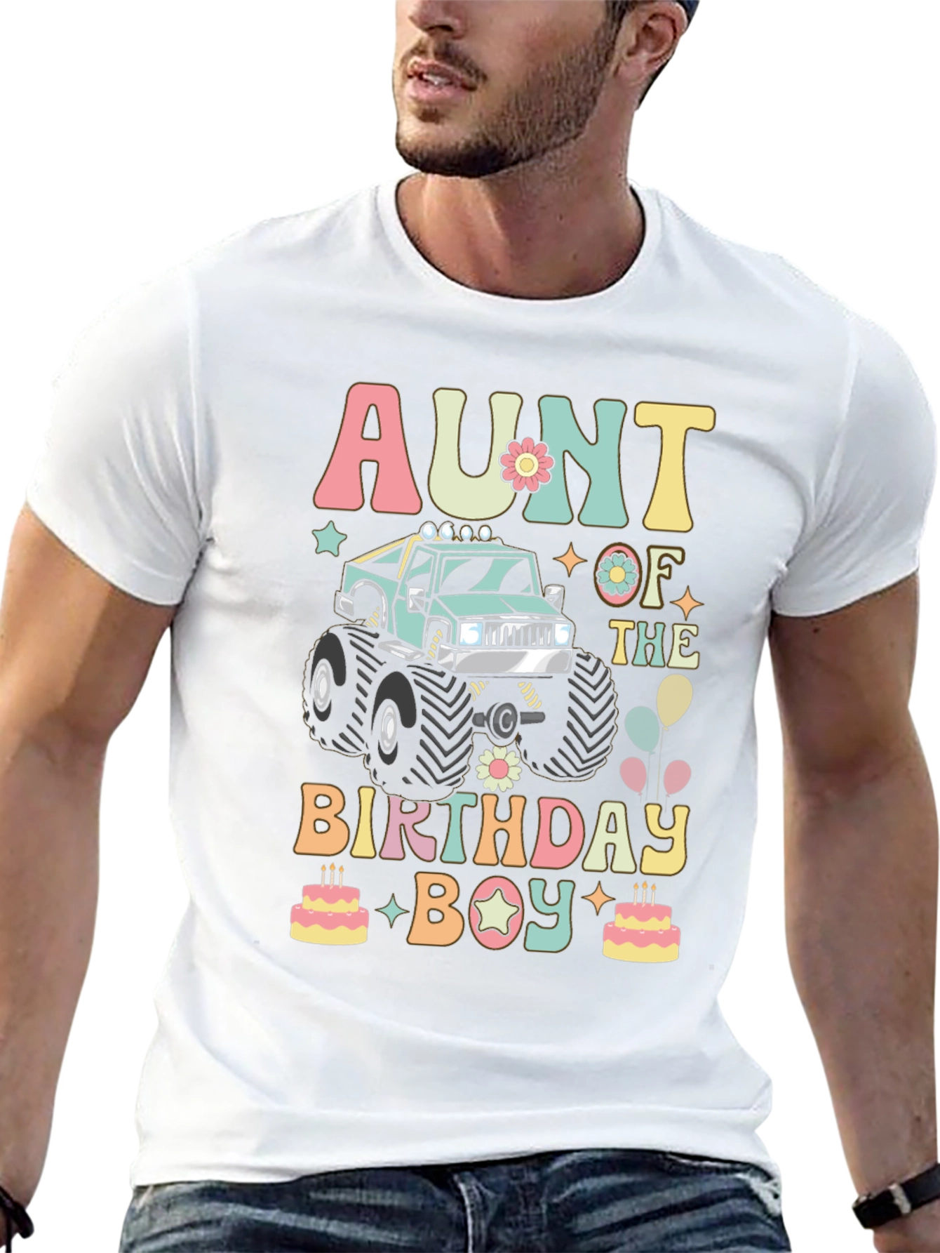 Aunt of the Birthday Boy Monster Truck T-Shirt