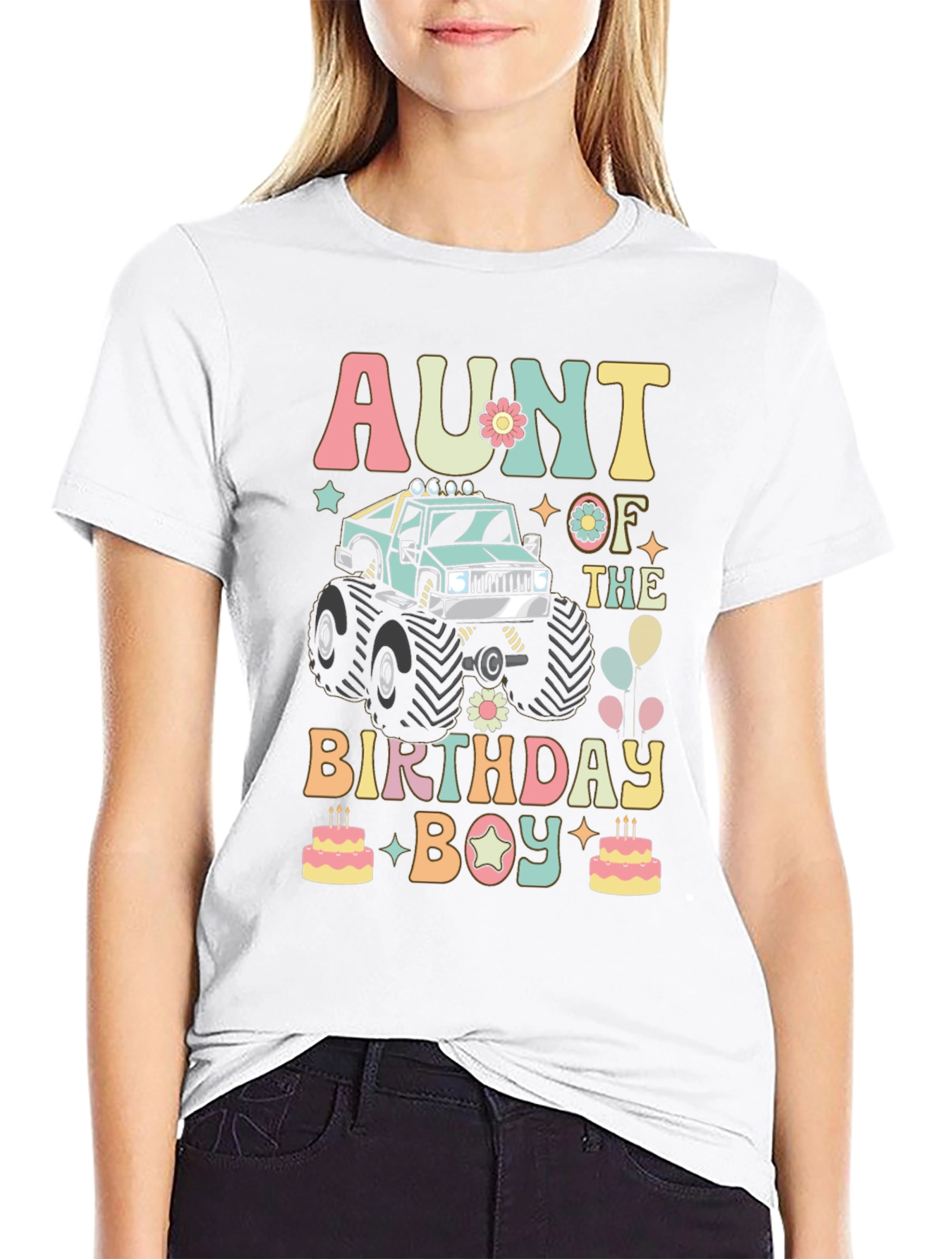Aunt of the Birthday Boy Monster Truck T-Shirt