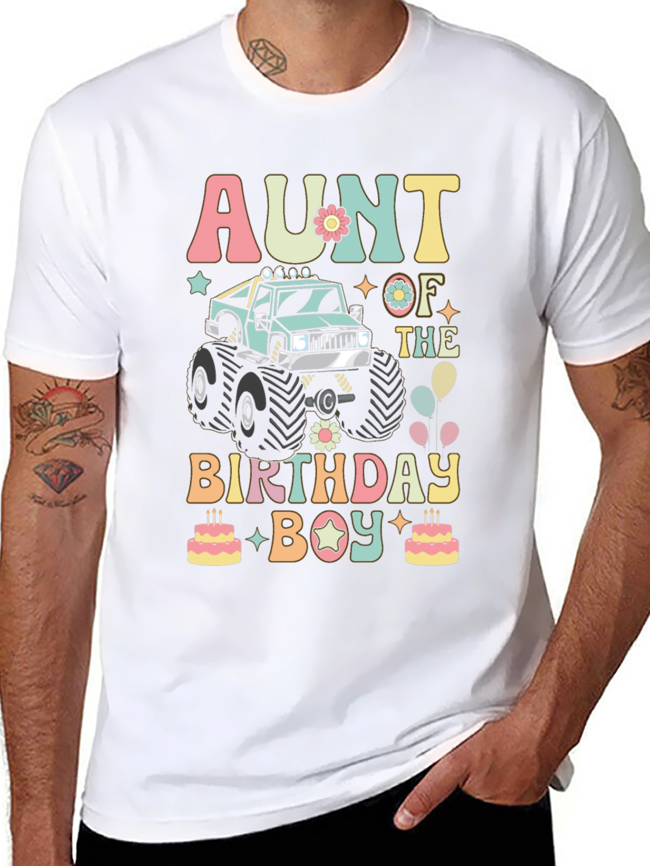 Aunt of the Birthday Boy Monster Truck T-Shirt