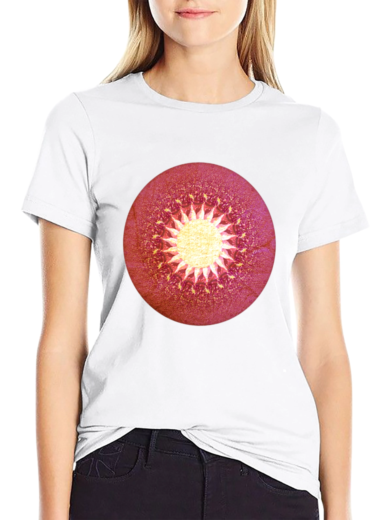Abstract Sunburst Graphic Black T-Shirt