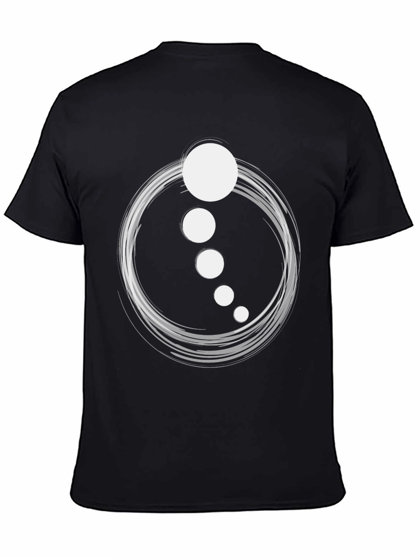 Abstract Circle Dot Graphic Tee - Casual Black T-Shirt