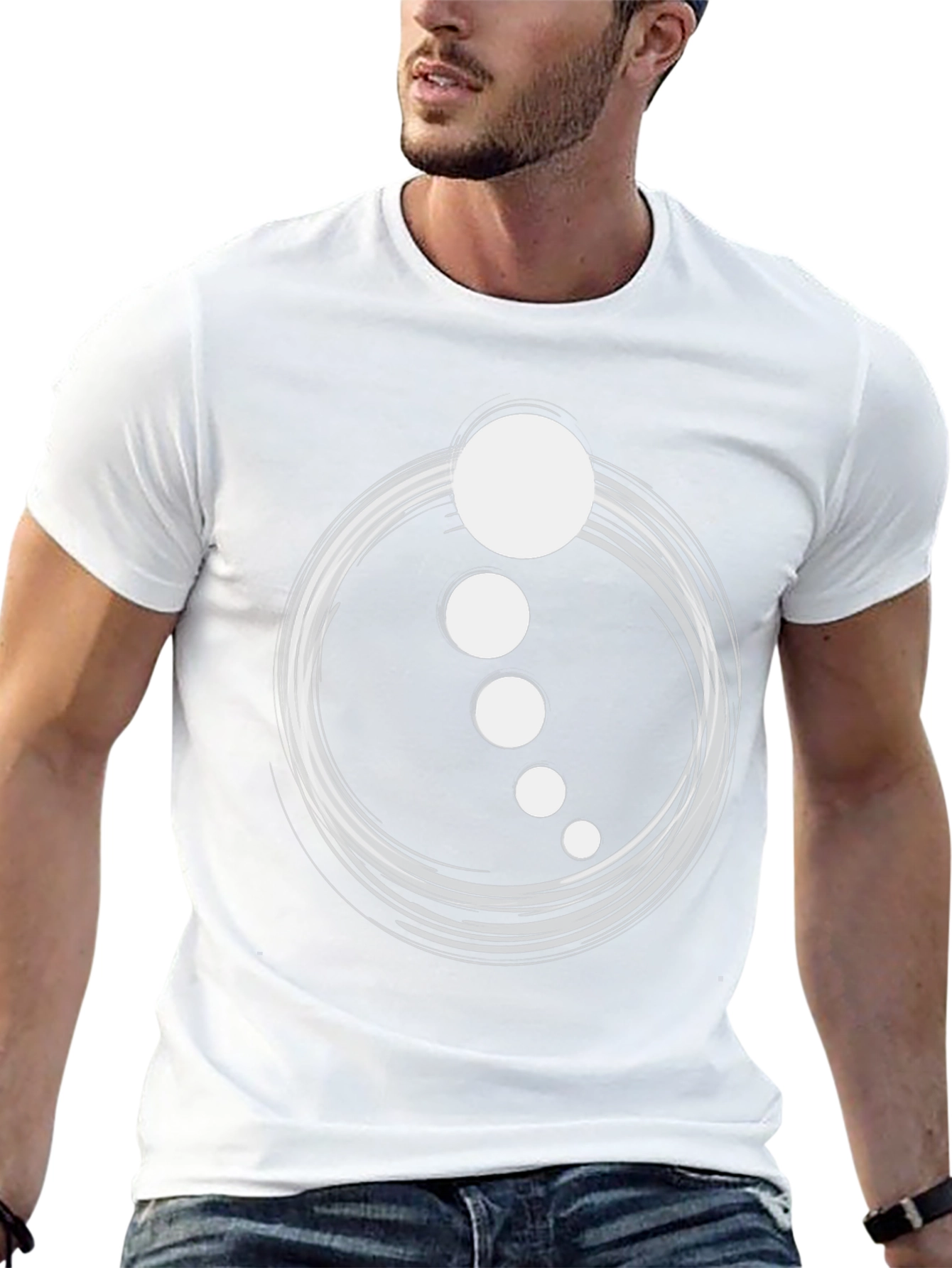Abstract Circle Dot Graphic Tee - Casual Black T-Shirt