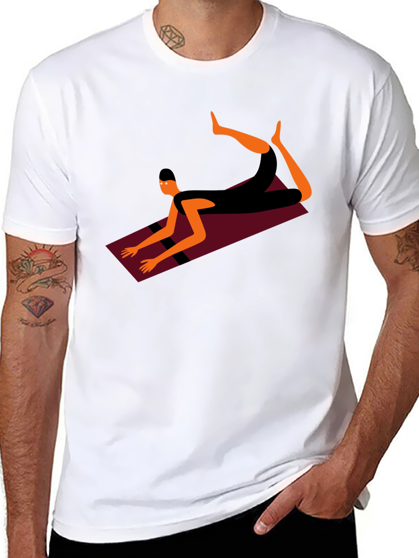 Yoga Pose Graphic Tee - Black Cotton Blend Shirt