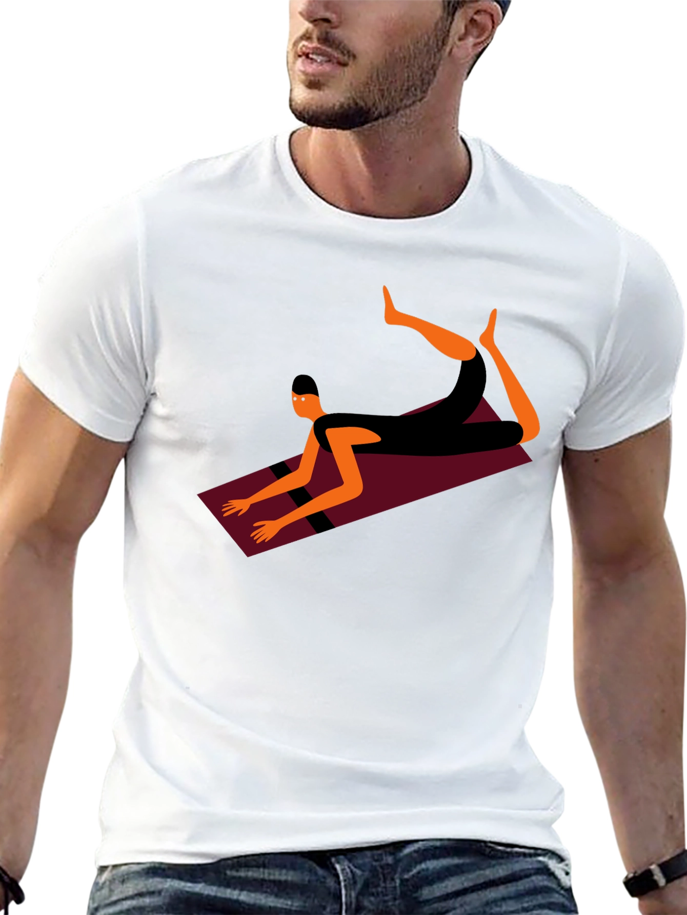 Yoga Pose Graphic Tee - Black Cotton Blend Shirt