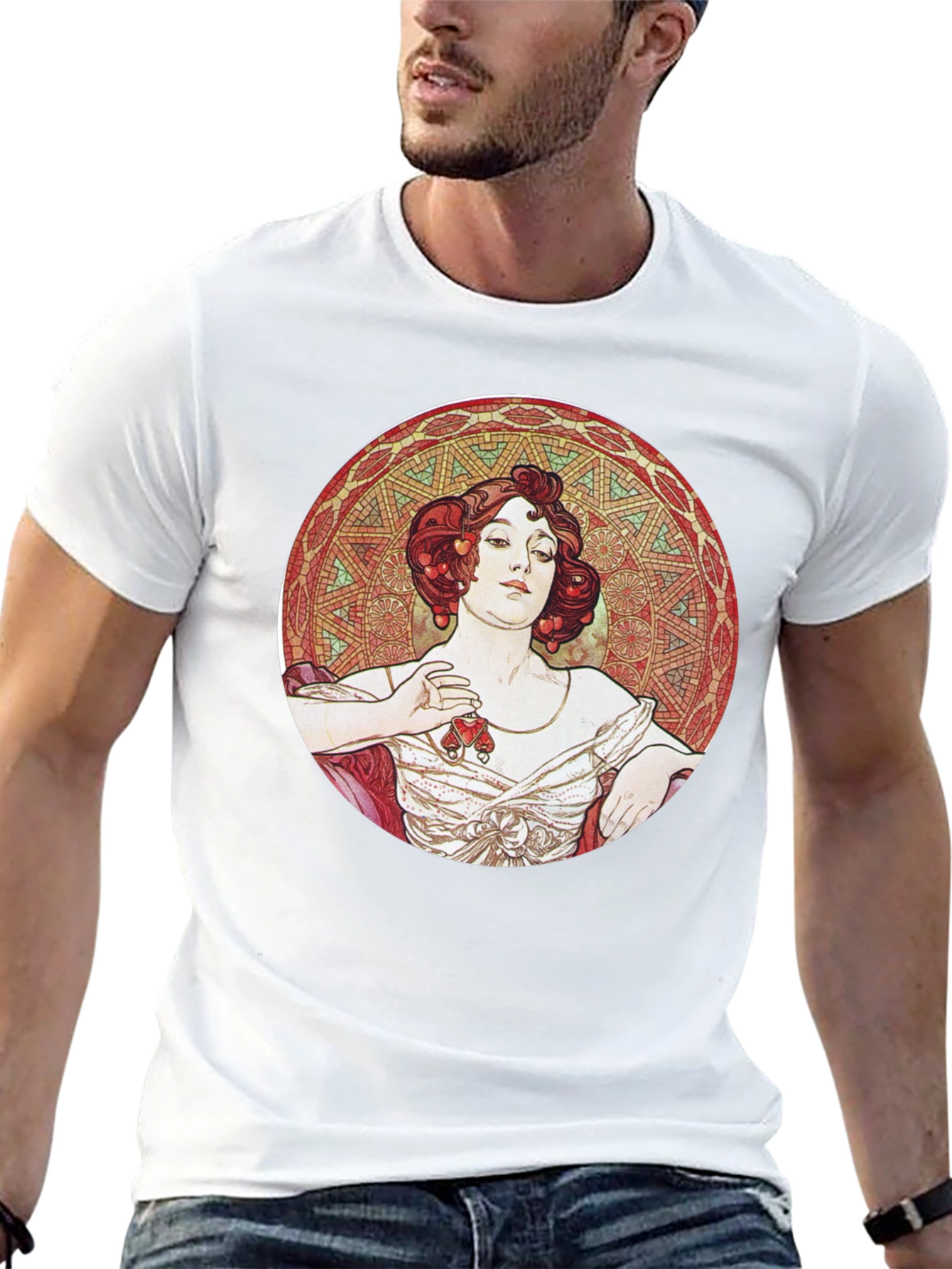 Art Nouveau Lady Graphic Tee - Black