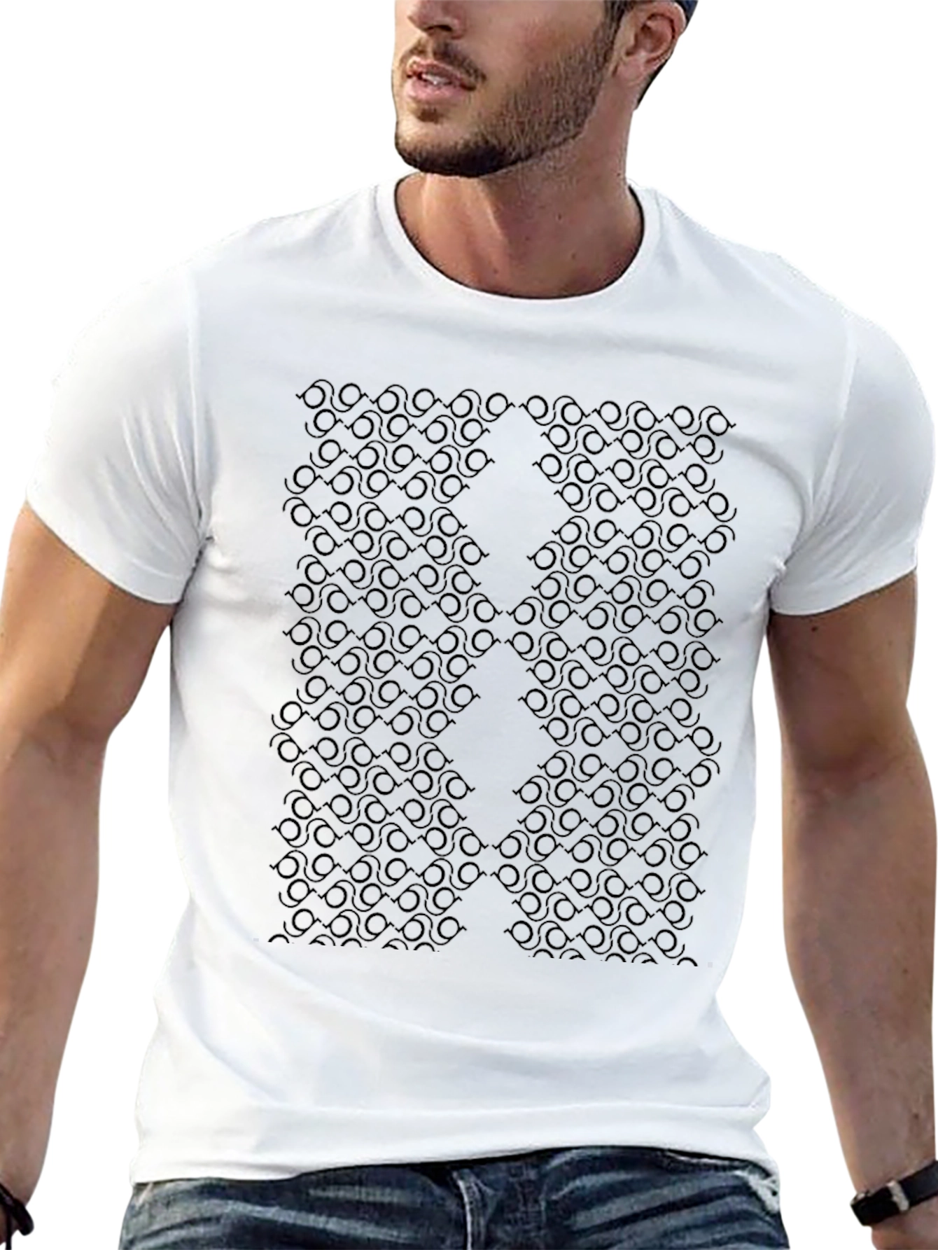 Abstract Pattern Black T-Shirt for Men