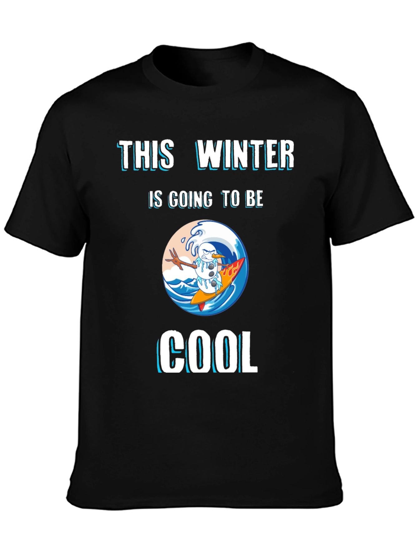 Winter Surfing Snowman Graphic Tee