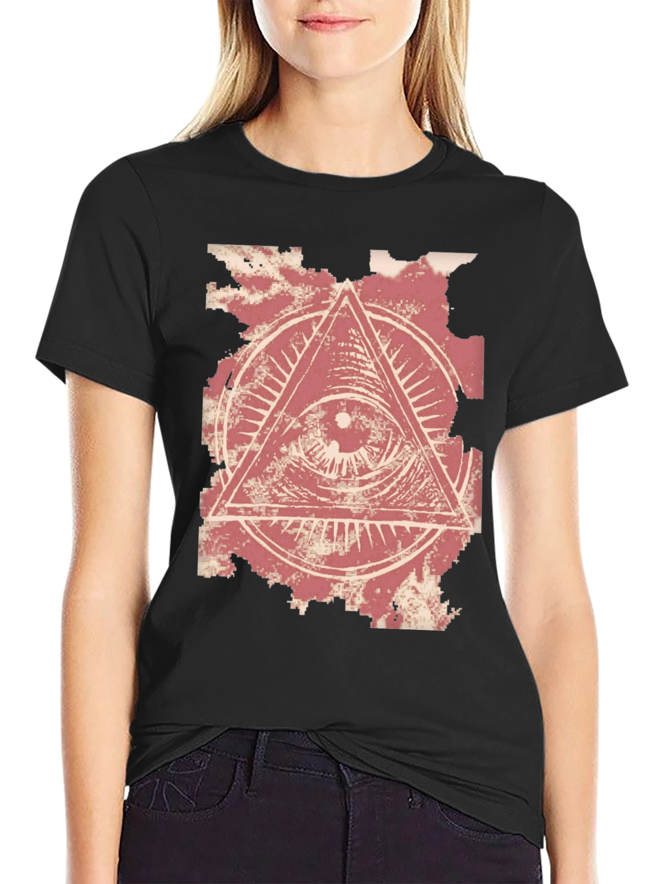 All-Seeing Eye Graphic Tee - Black Cotton T-Shirt