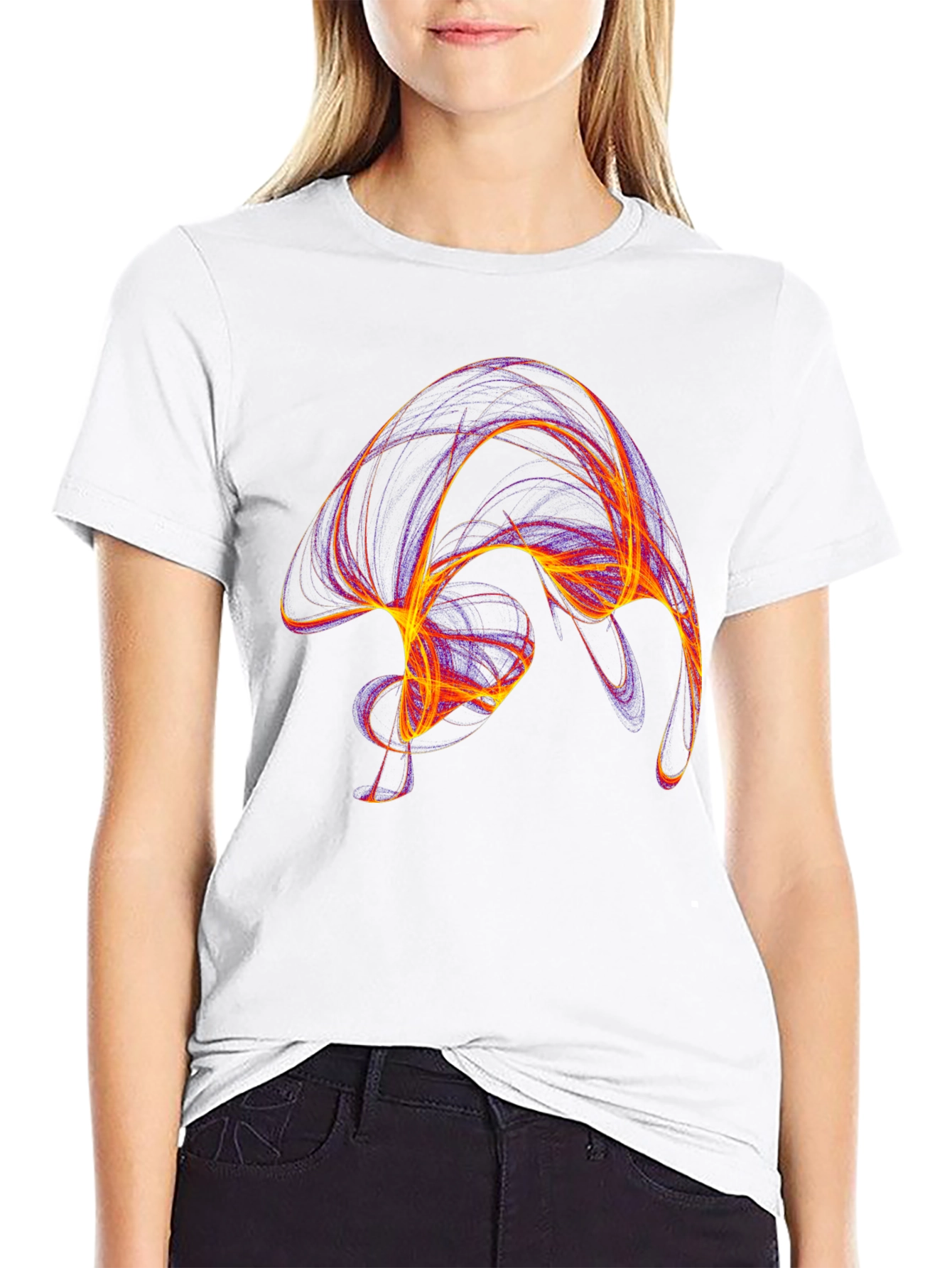 Abstract Swirl Graphic Black T-Shirt