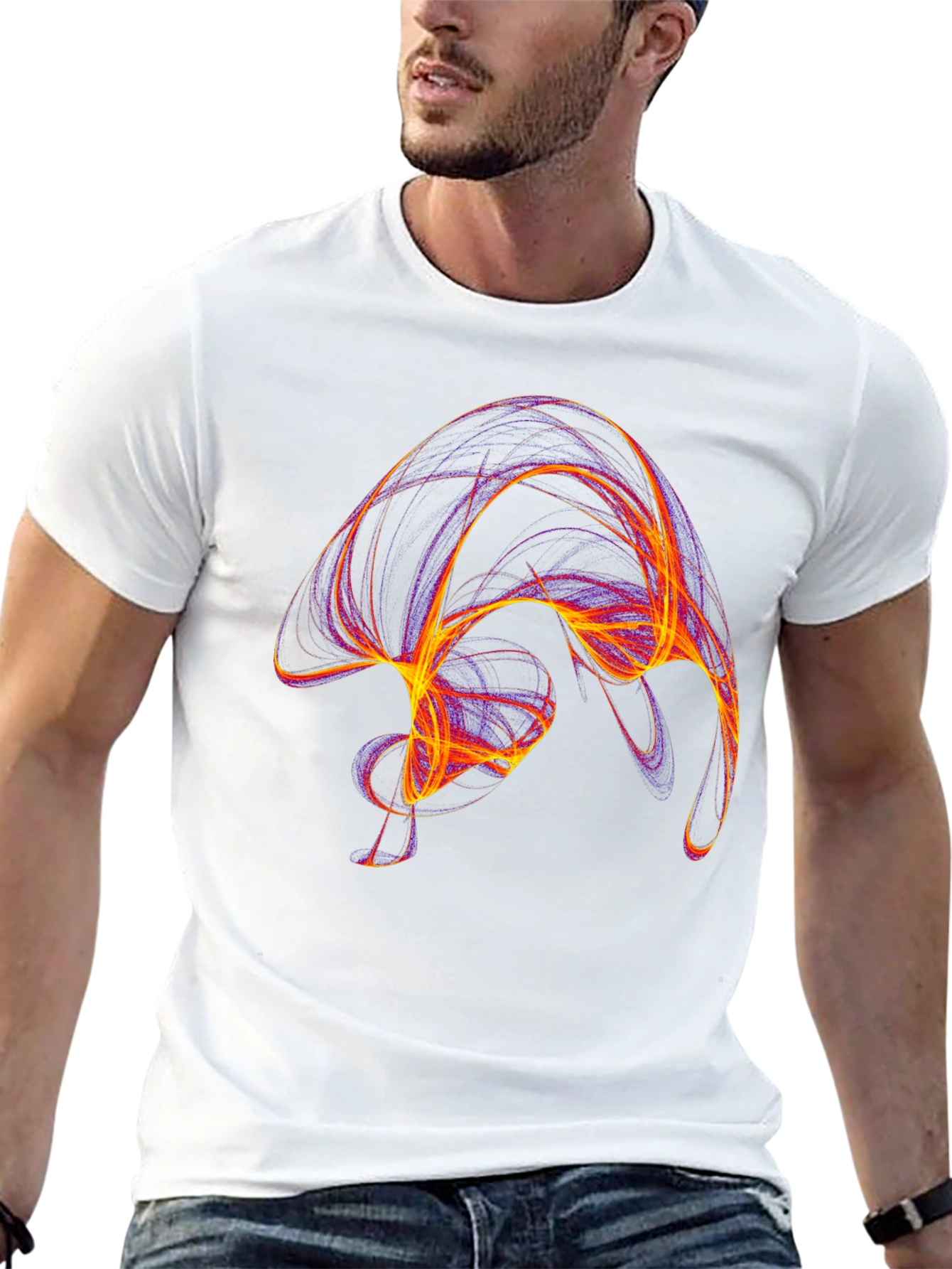 Abstract Swirl Graphic Black T-Shirt