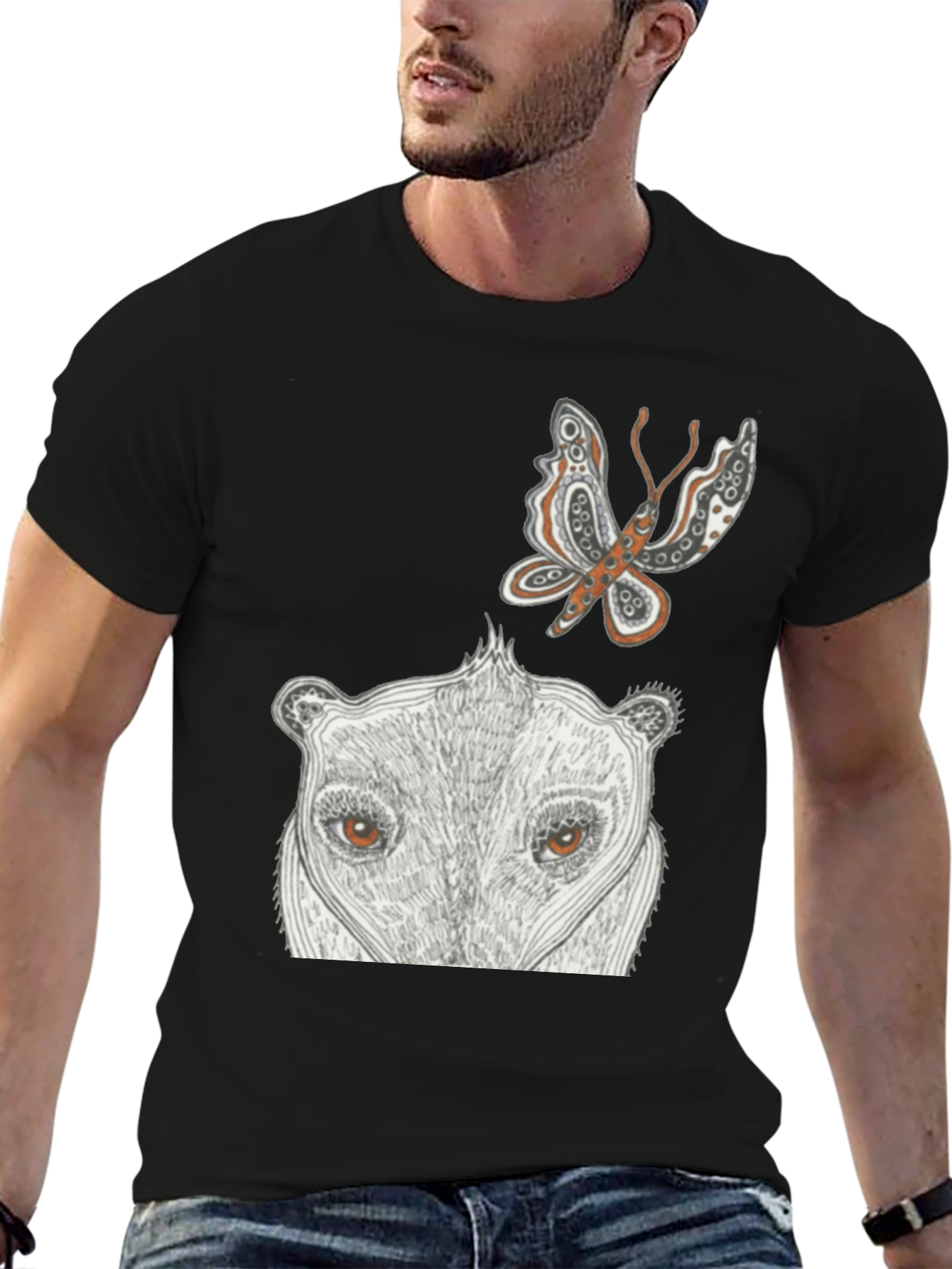 Artistic Animal Print Black T-Shirt