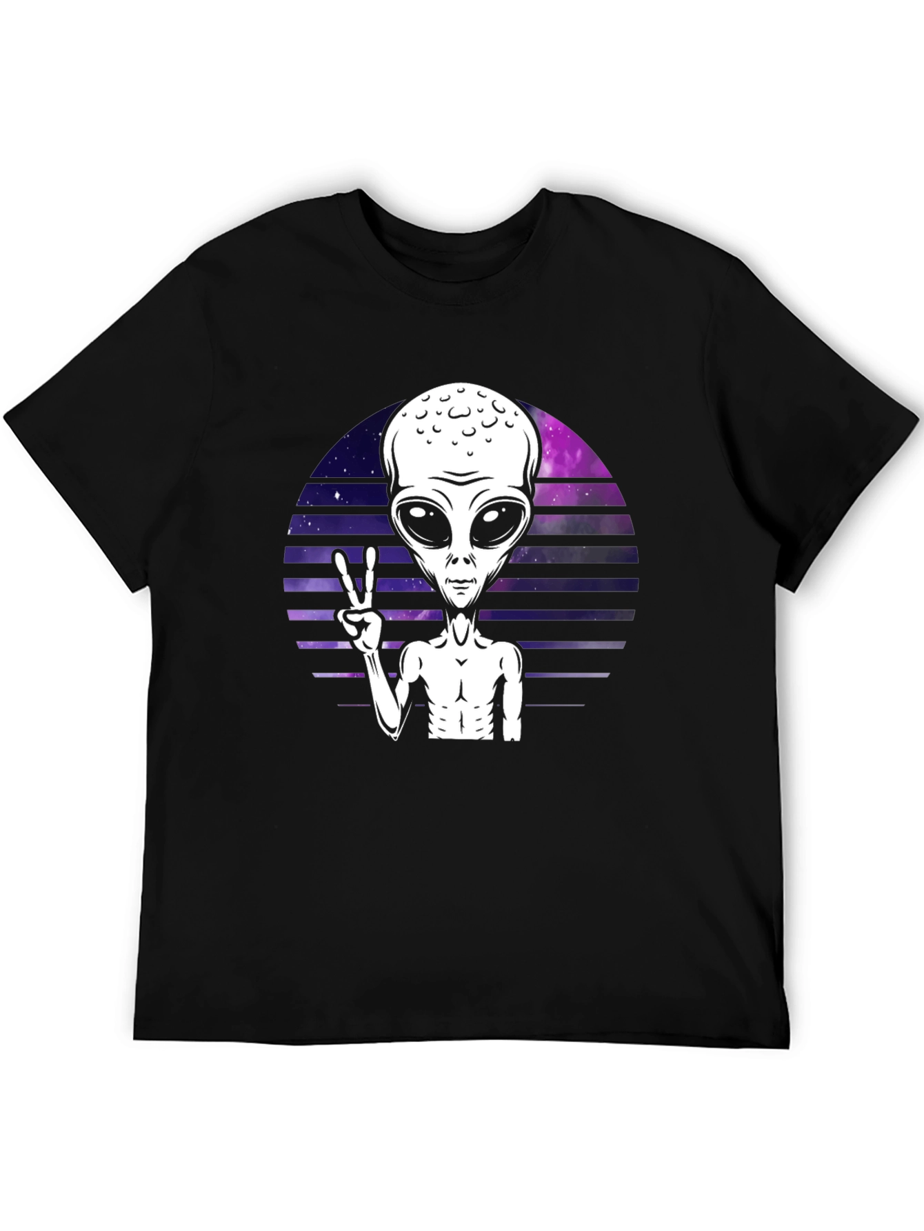 Alien Peace Sign Graphic Tee - Retro Space T-Shirt