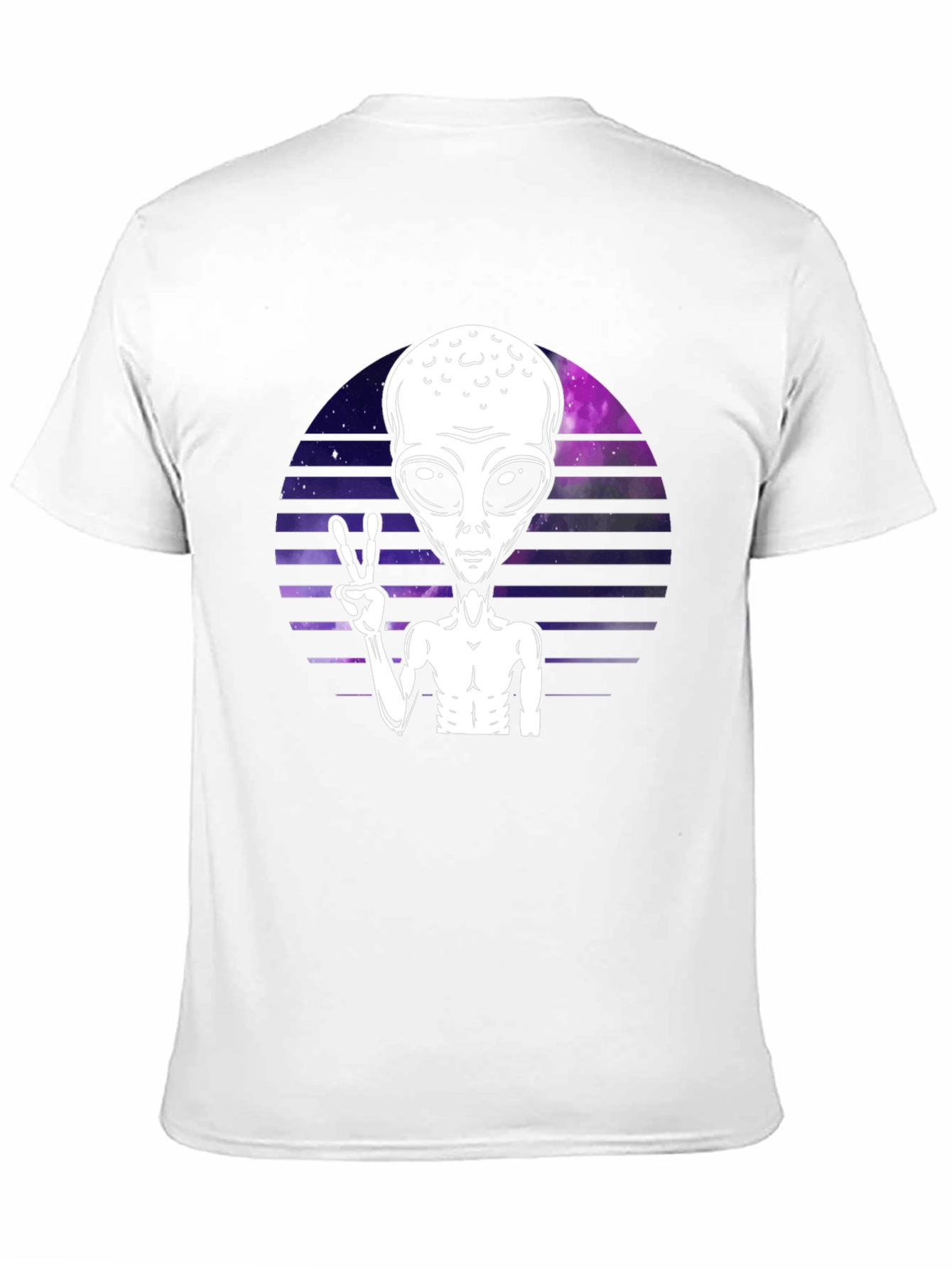 Alien Peace Sign Graphic Tee - Retro Space T-Shirt