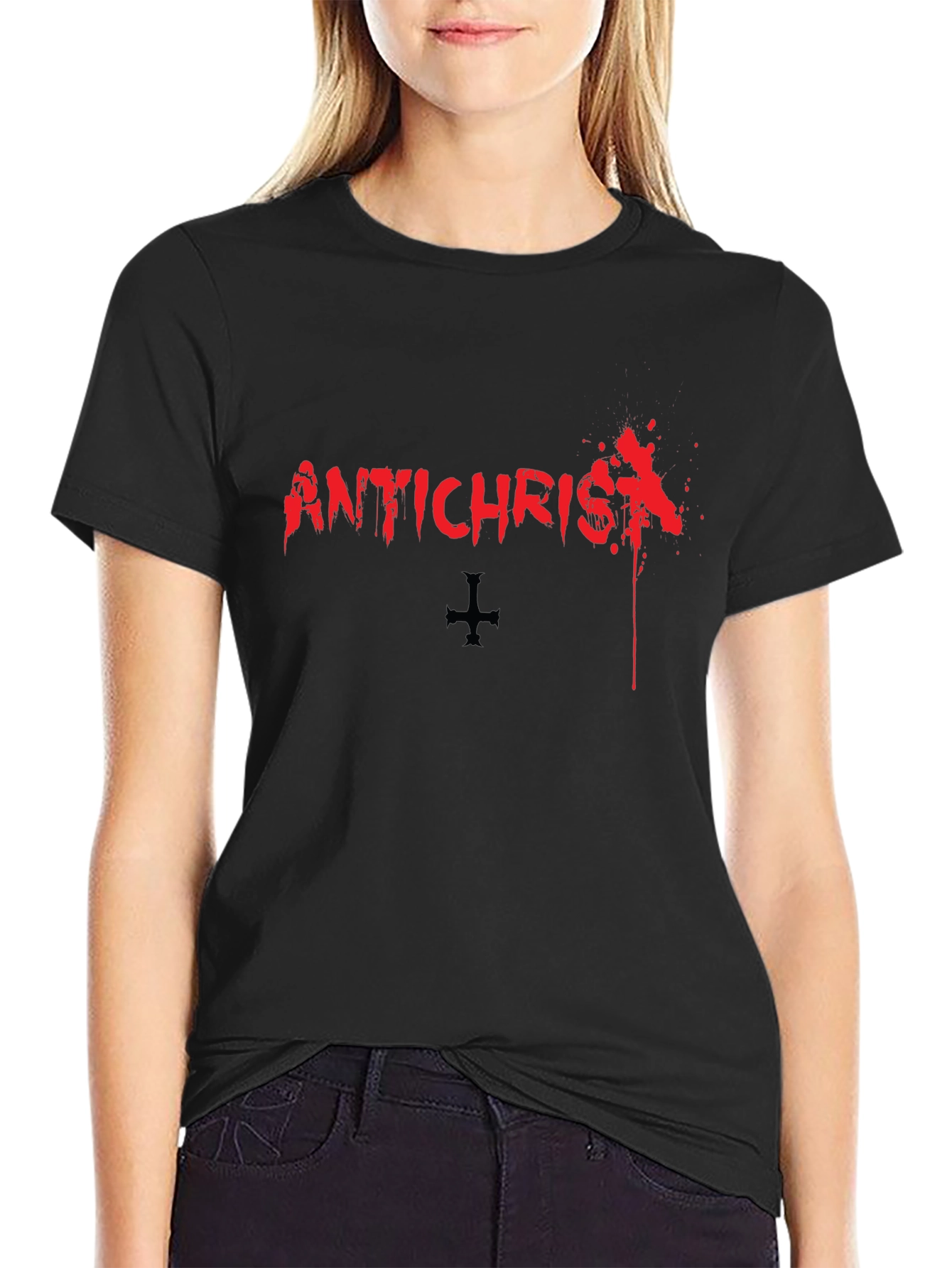 Antichrist Graphic Print Black T-Shirt