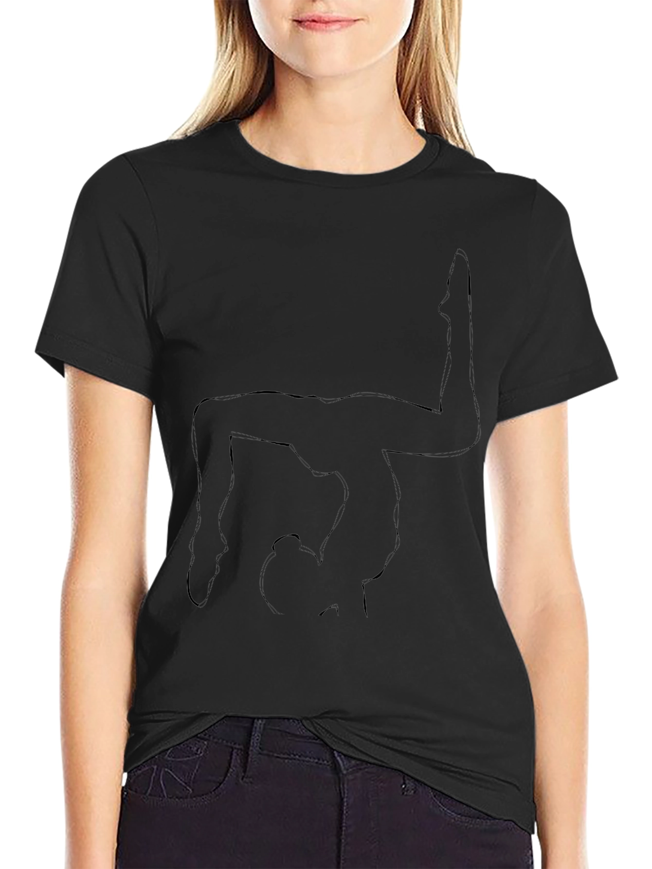 Yoga Pose Outline Black T-Shirt