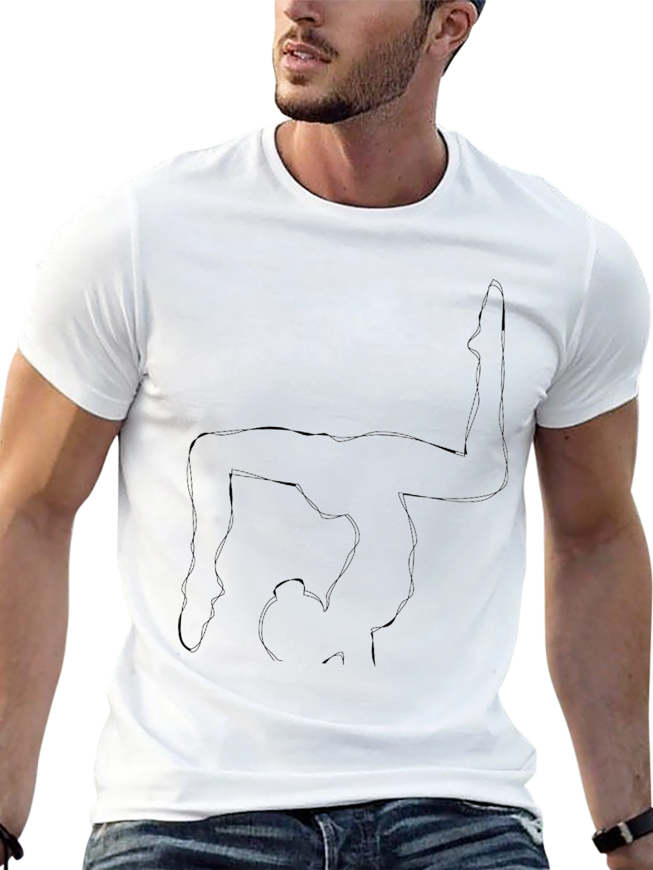 Yoga Pose Outline Black T-Shirt