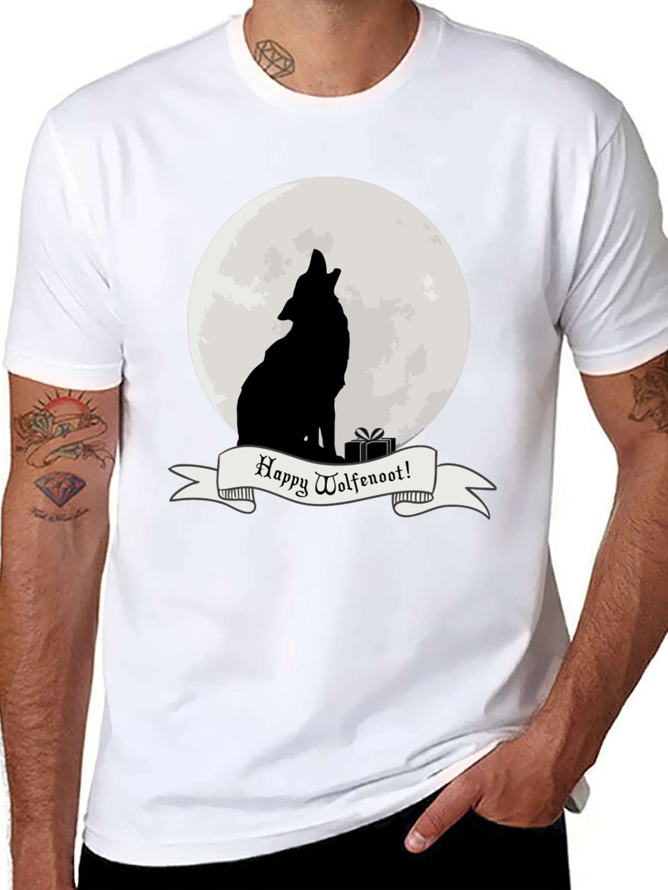 Wolfenoot T-Shirt - Howling Wolf Lunar Design