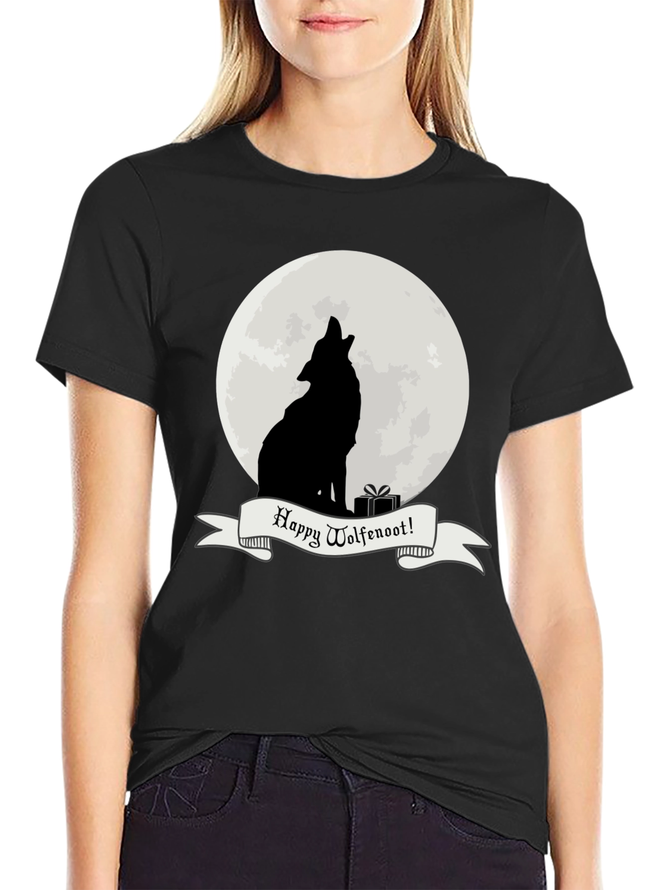 Wolfenoot T-Shirt - Howling Wolf Lunar Design