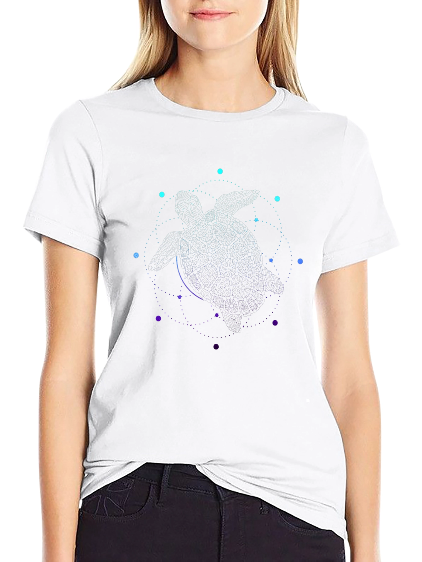 Abstract Turtle Constellation Black T-Shirt