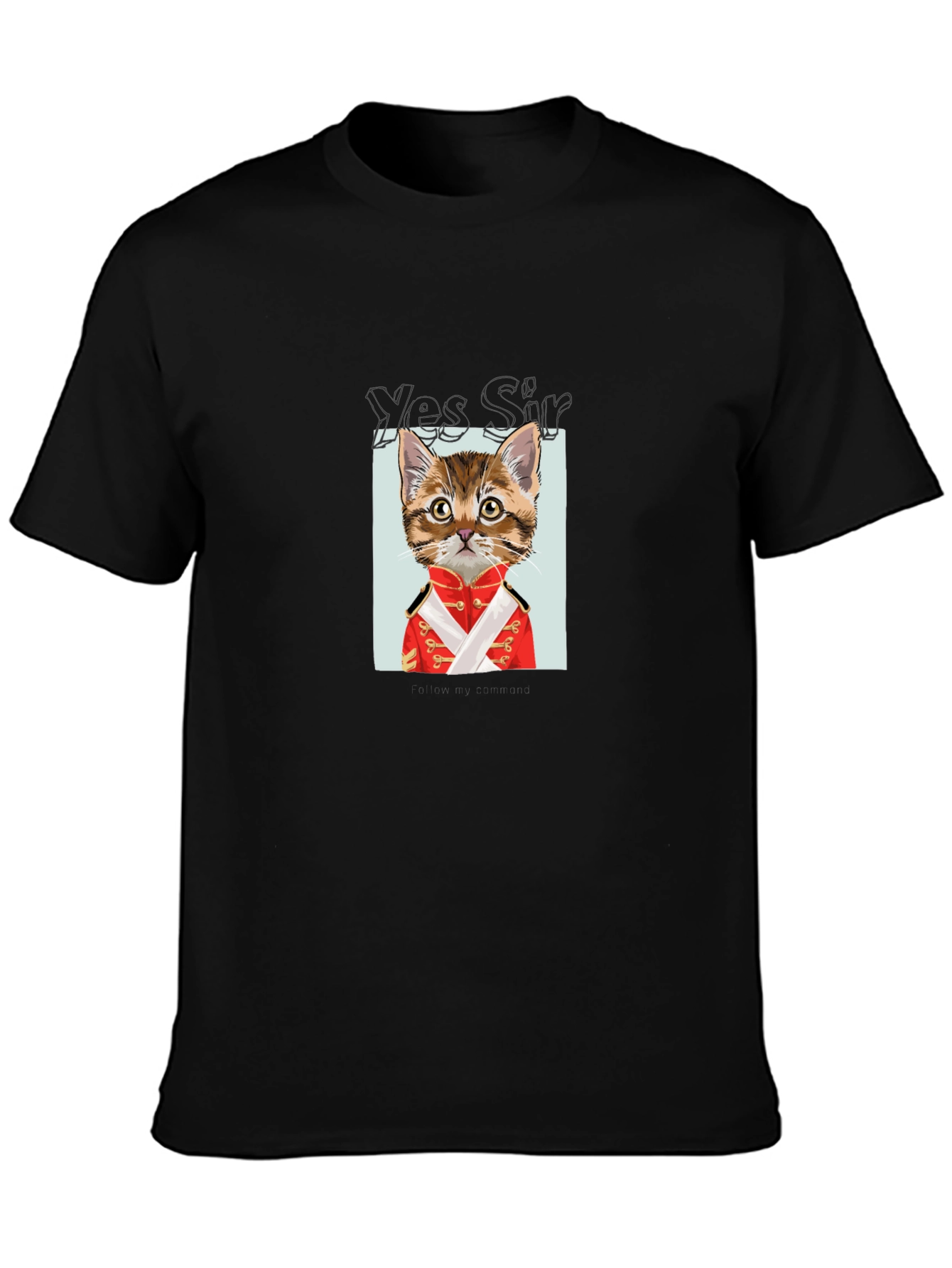 Yes Sir Cat Graphic Tee - Black Cotton T-Shirt