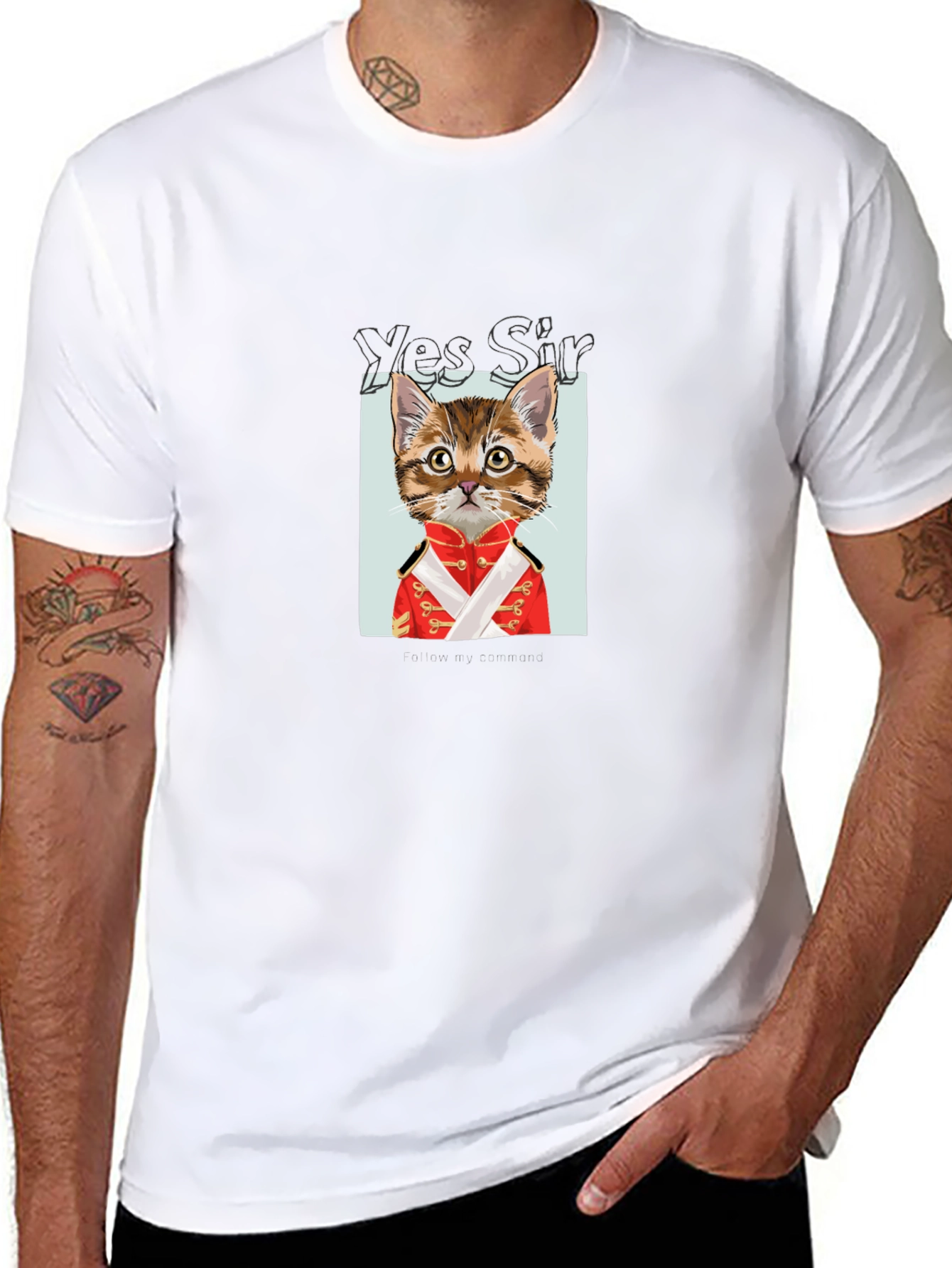 Yes Sir Cat Graphic Tee - Black Cotton T-Shirt