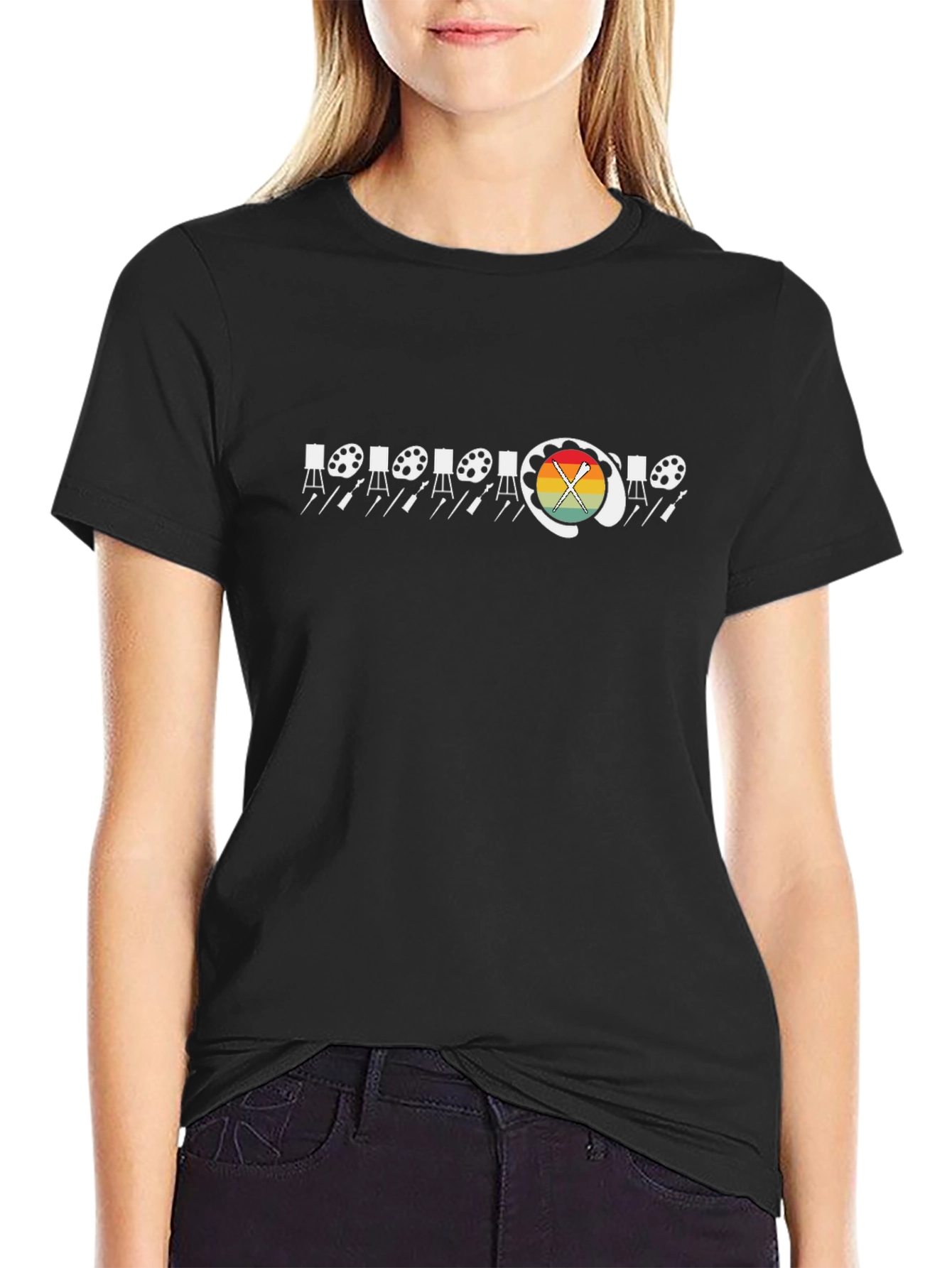 Artist Palette Easel Graphic Black Tee
