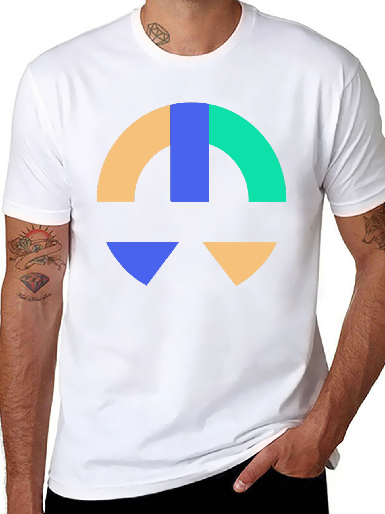 Abstract Geometric Graphic Print Black T-Shirt