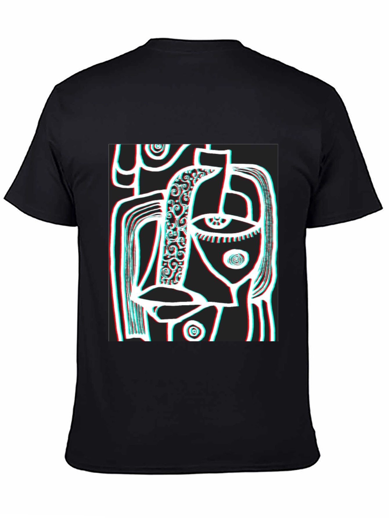 Abstract Face Graphic Black T-Shirt