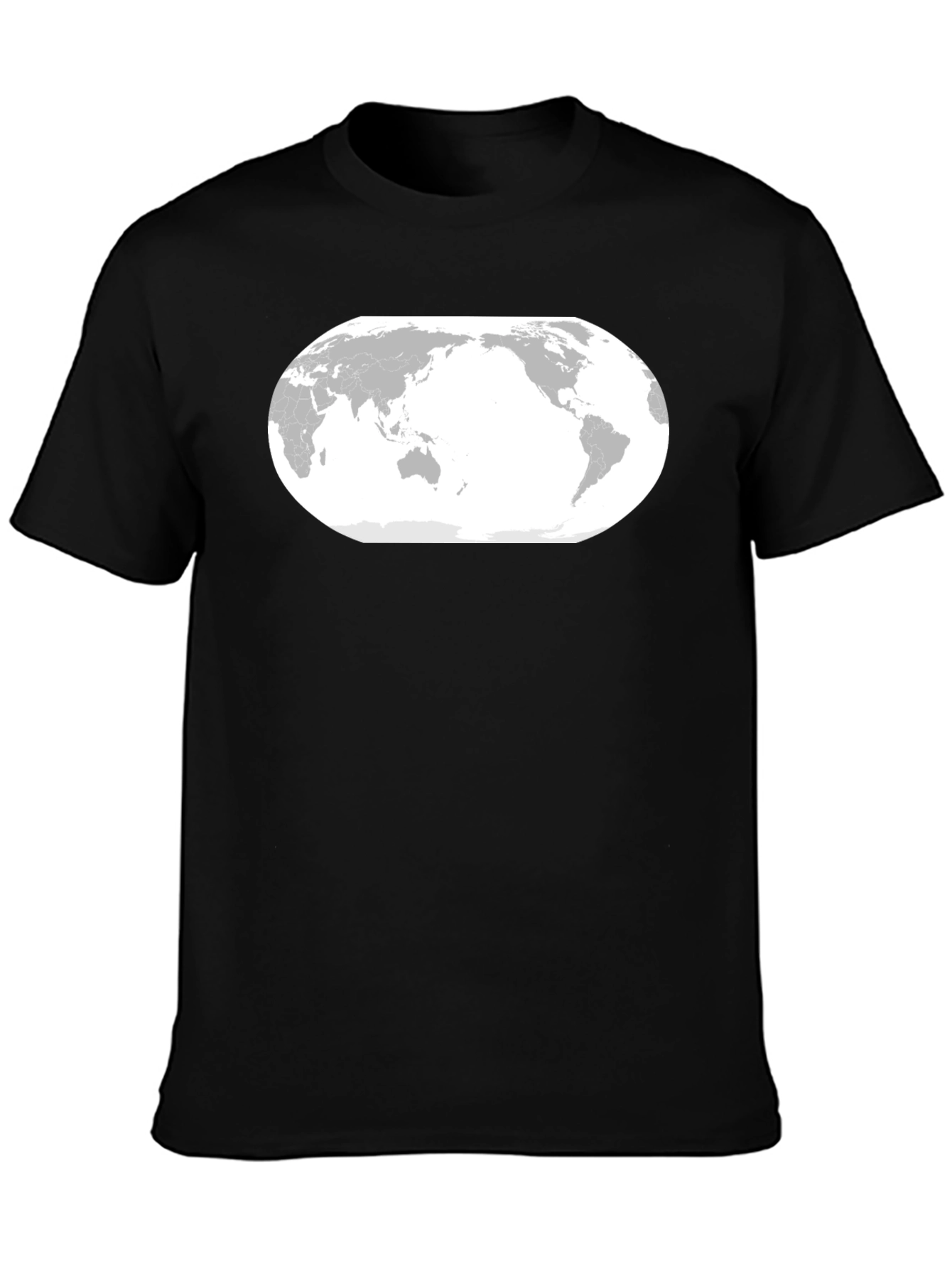 World Map Graphic Tee - Black Cotton T-Shirt