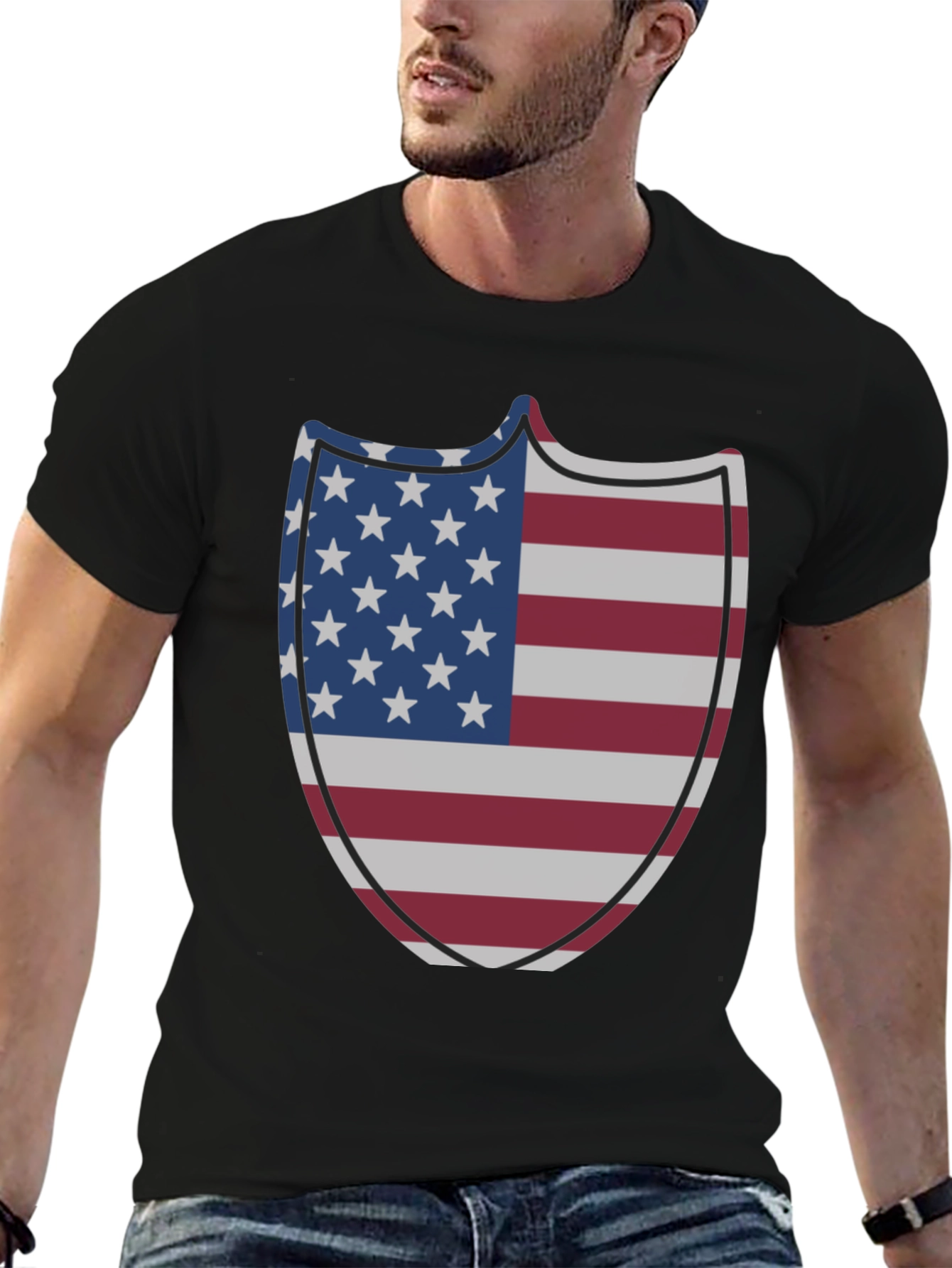 American Flag Shield Graphic Tee - Patriotic Pride