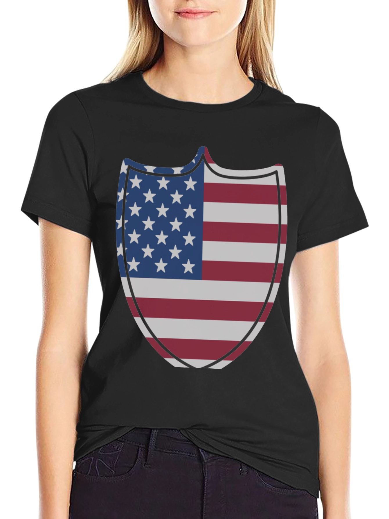 American Flag Shield Graphic Tee - Patriotic Pride